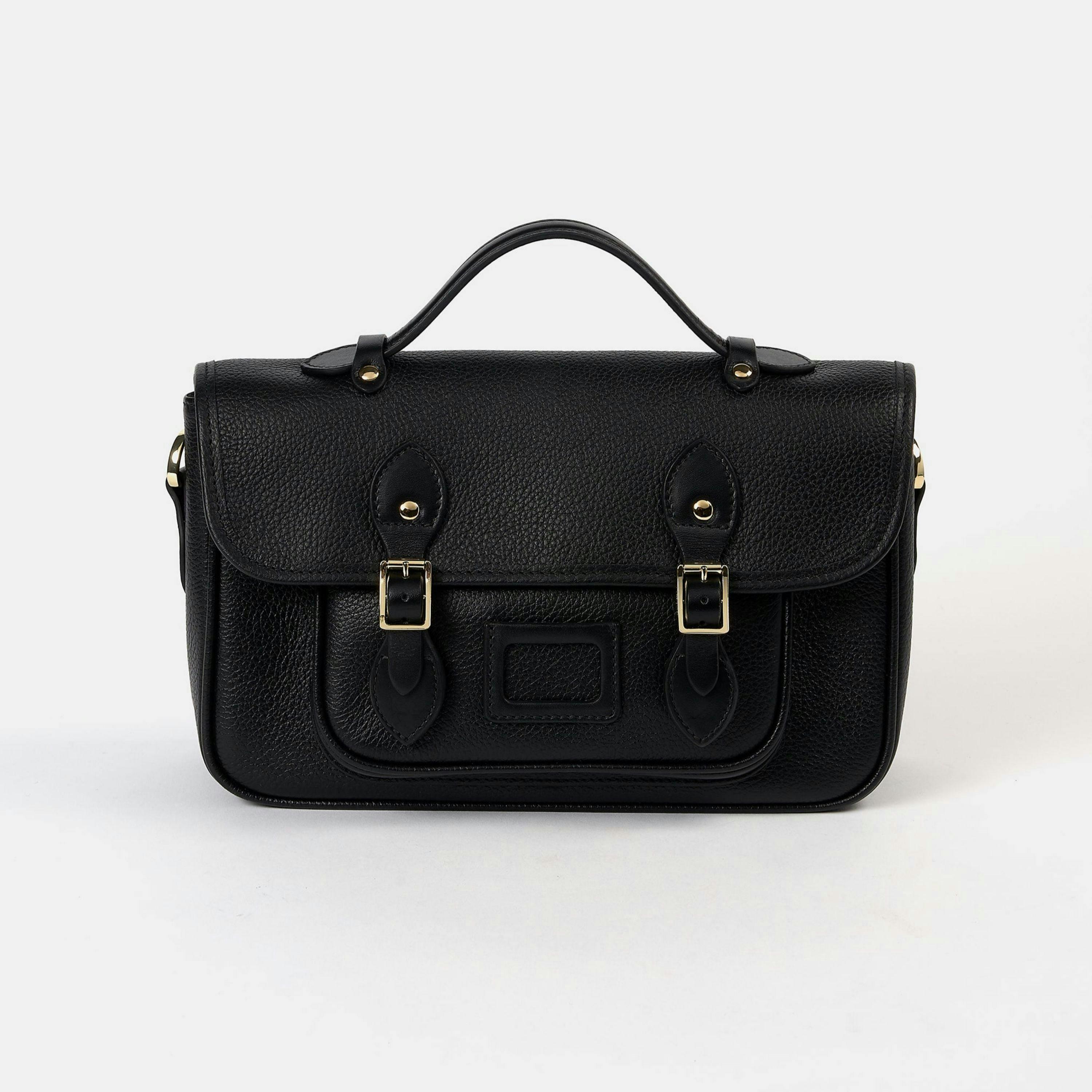The Soft Satchel - Black Calf Grain , view 1 of 6