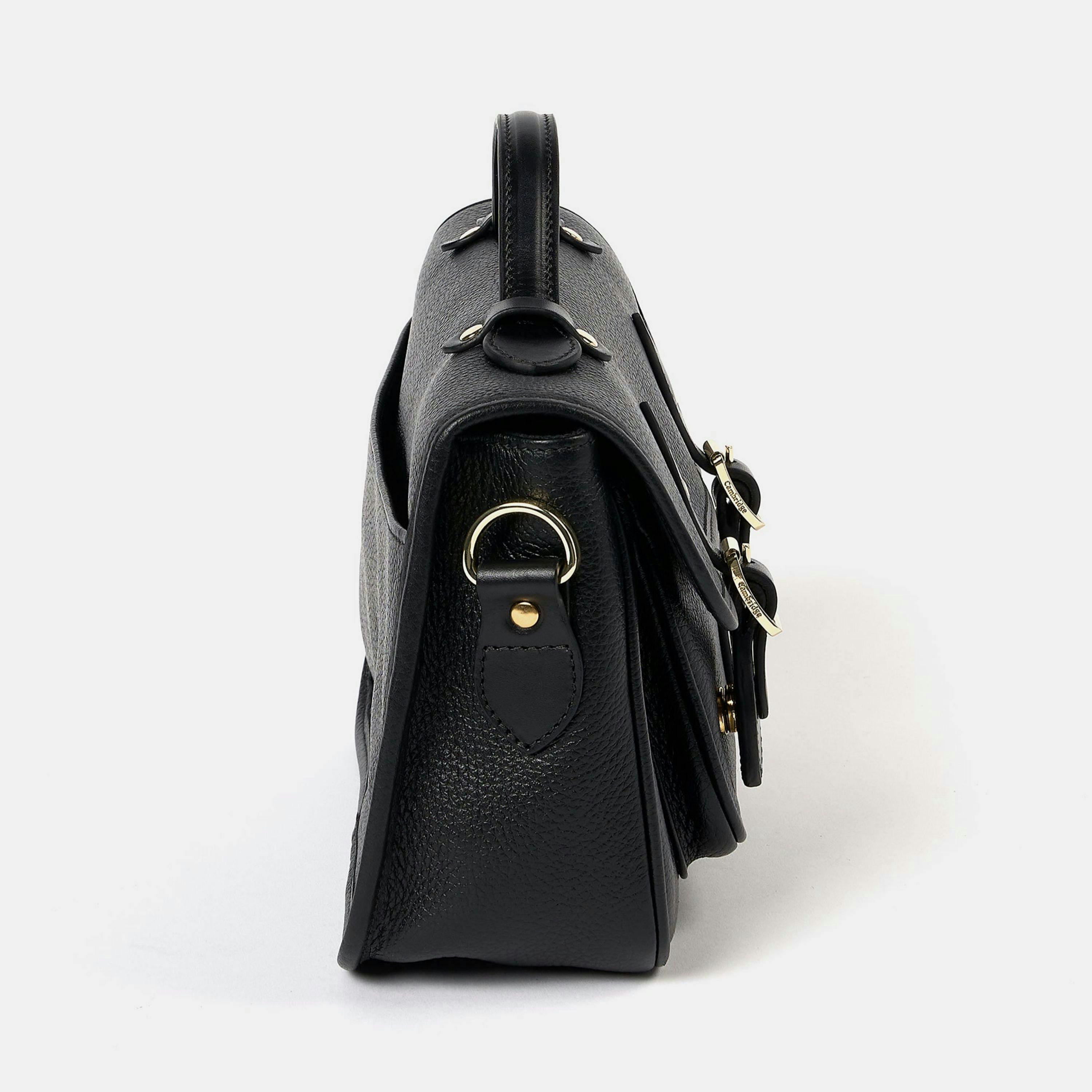 The Soft Satchel - Black Calf Grain , view 3 of 6