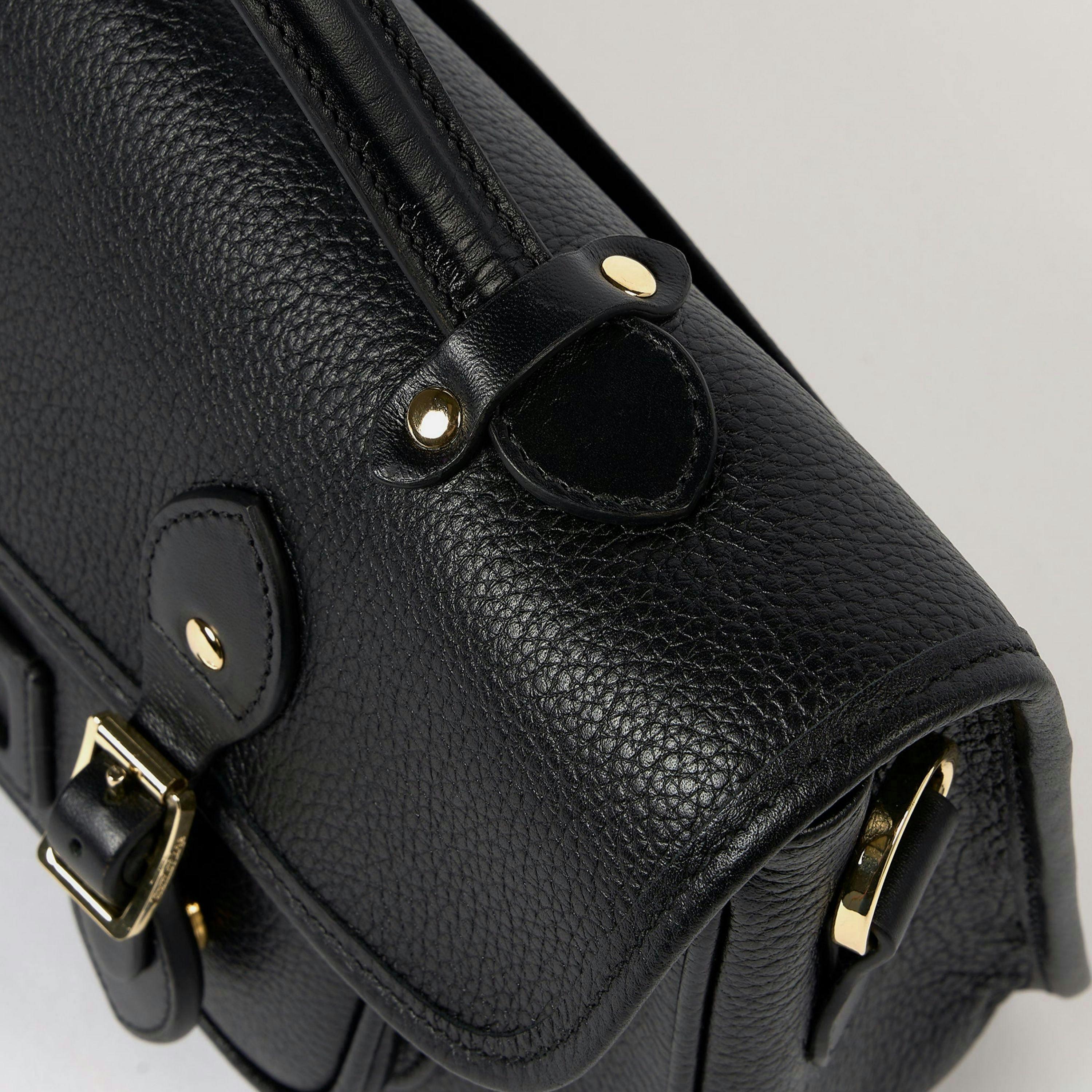 The Soft Satchel - Black Calf Grain , view 4 of 6
