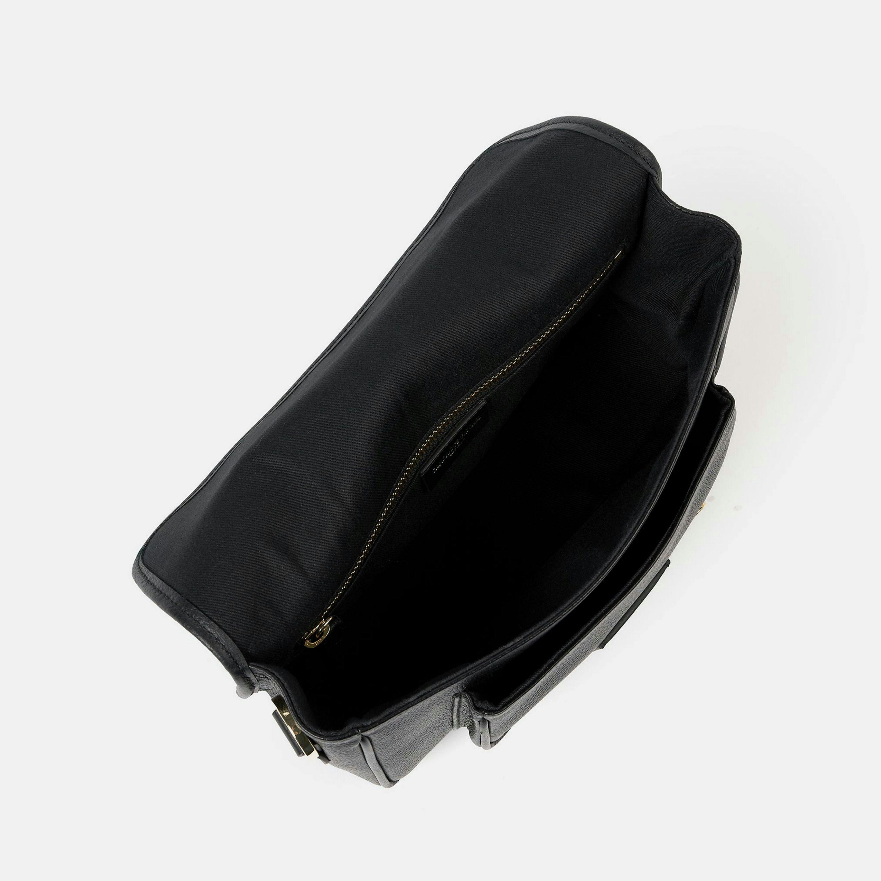 The Soft Satchel - Black Calf Grain , view 5 of 6
