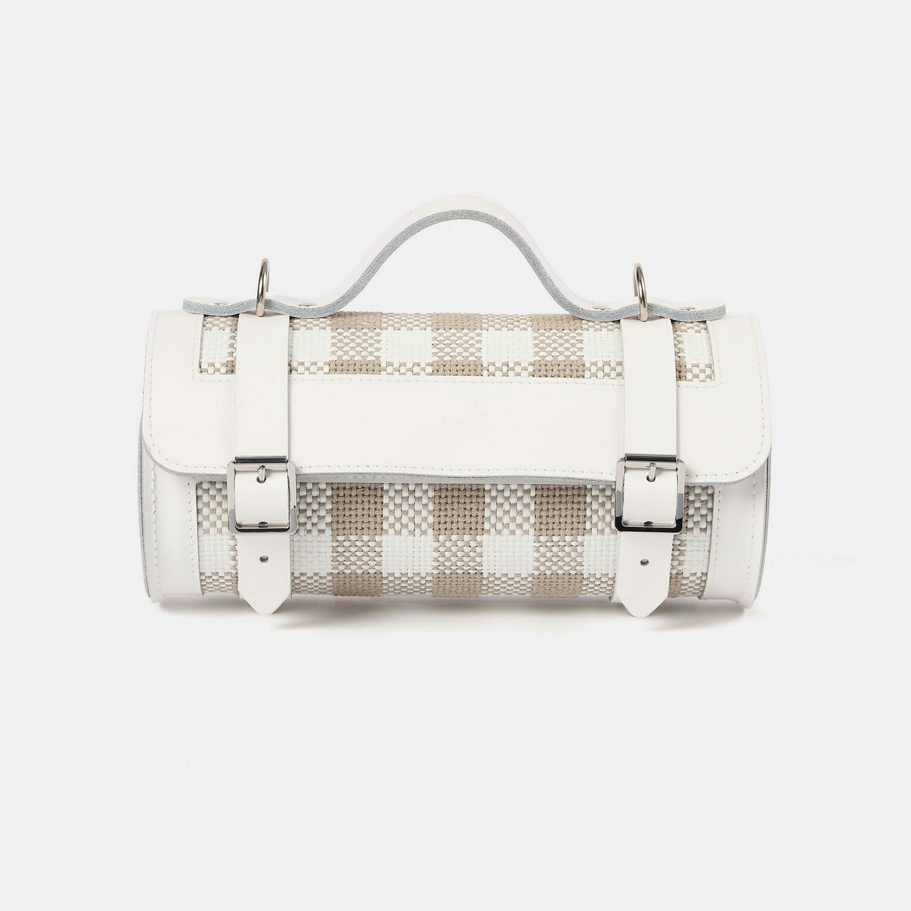 The Mini Bowls Bag - Taupe Plaid & Brilliant White , view 1 of 6