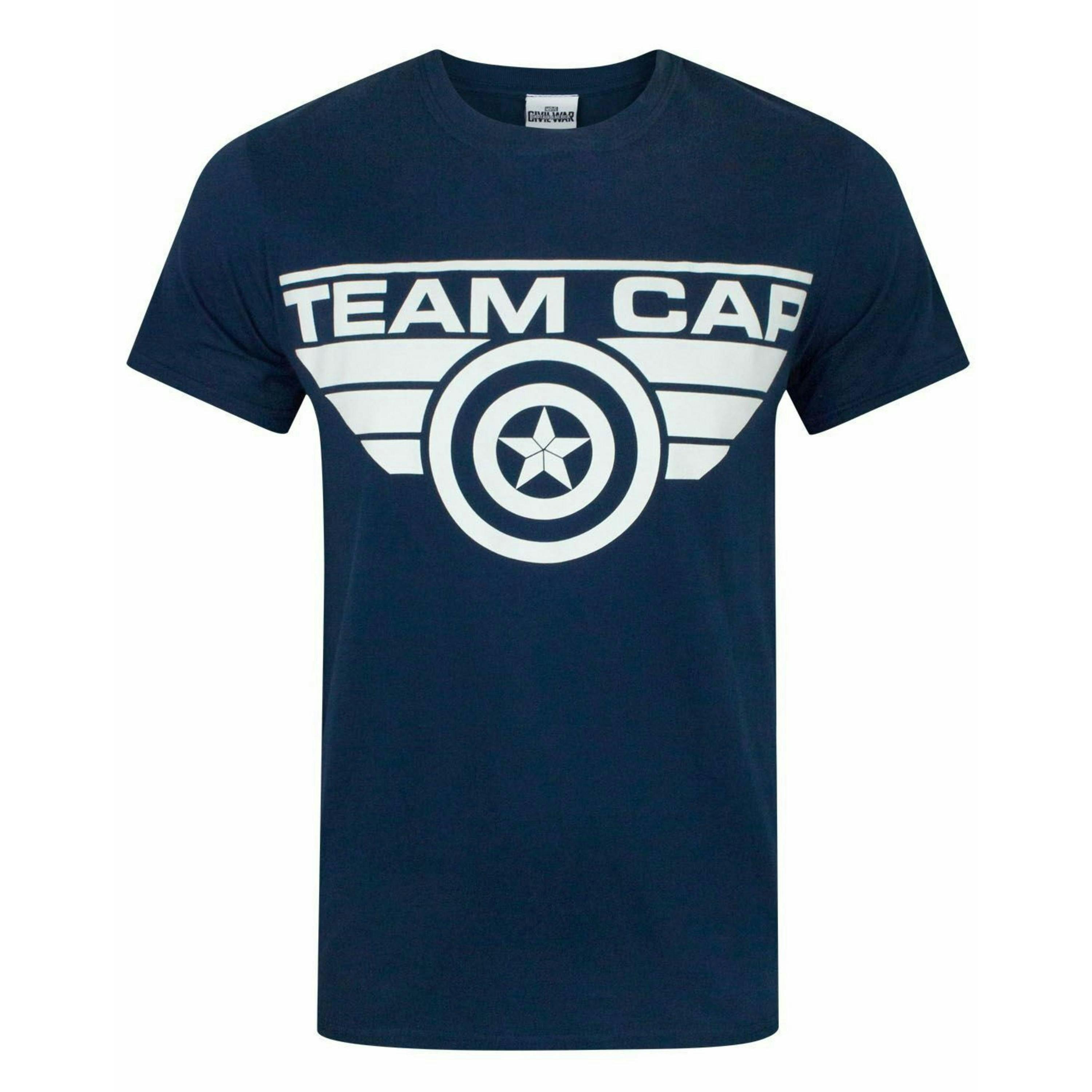 Marvel Mens Blue Captain America Short Sleeved T-Shirt by Vanilla Underground , view 1 of 1