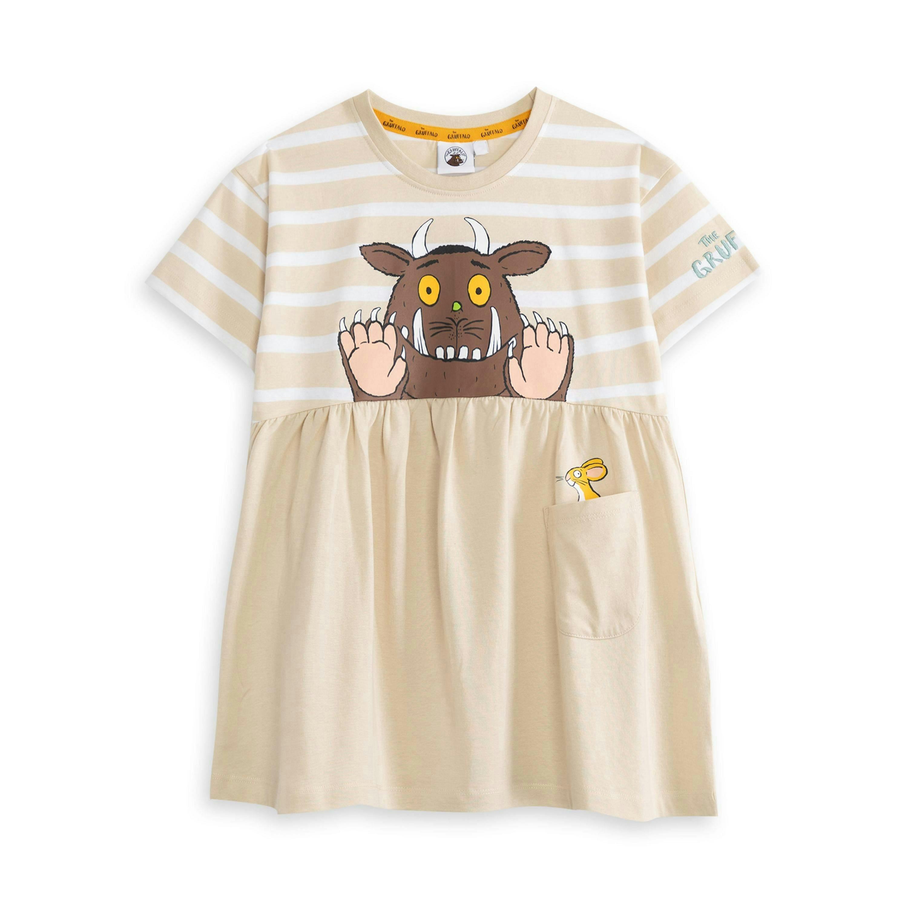 Gruffalo & Friends Girls Beige Character Stripe Dress by Vanilla Underground , view 1 of 1