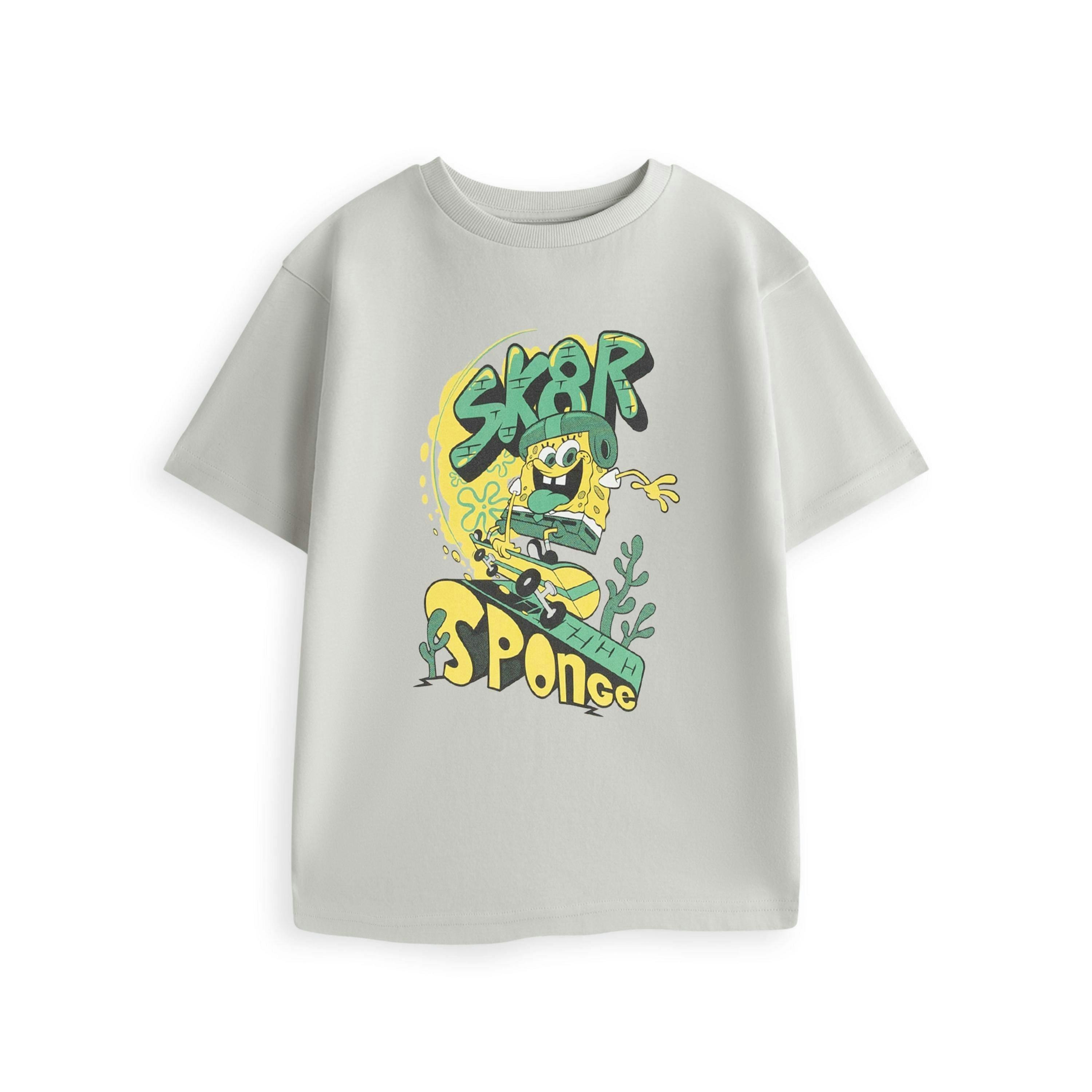 SpongeBob SquarePants Boys Grey SK8R Sponge Short Sleeved T-Shirt by Vanilla Underground , view 1 of 1