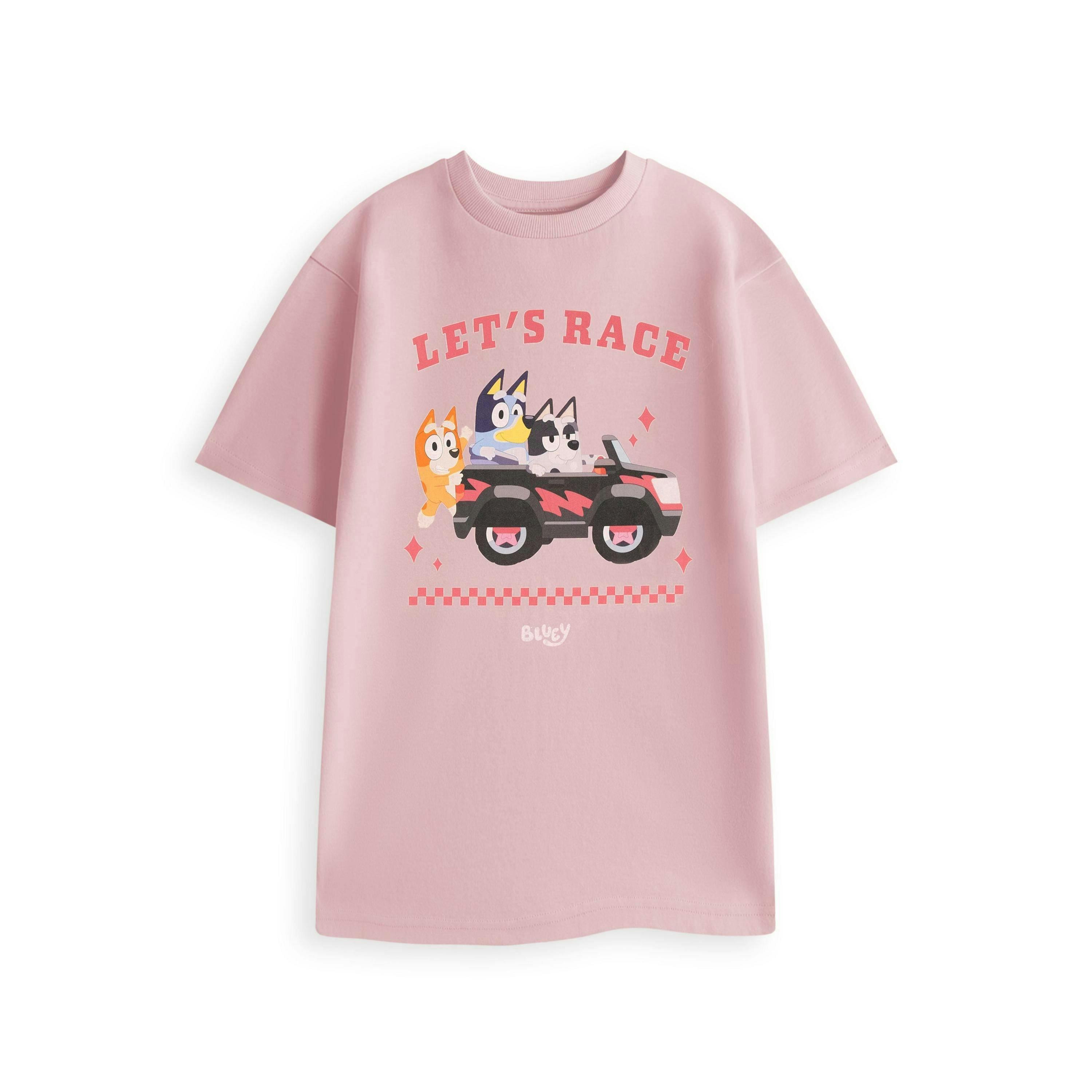Bluey Womens Pink Lets Race Short Sleeved T-Shirt by Vanilla Underground , view 1 of 1