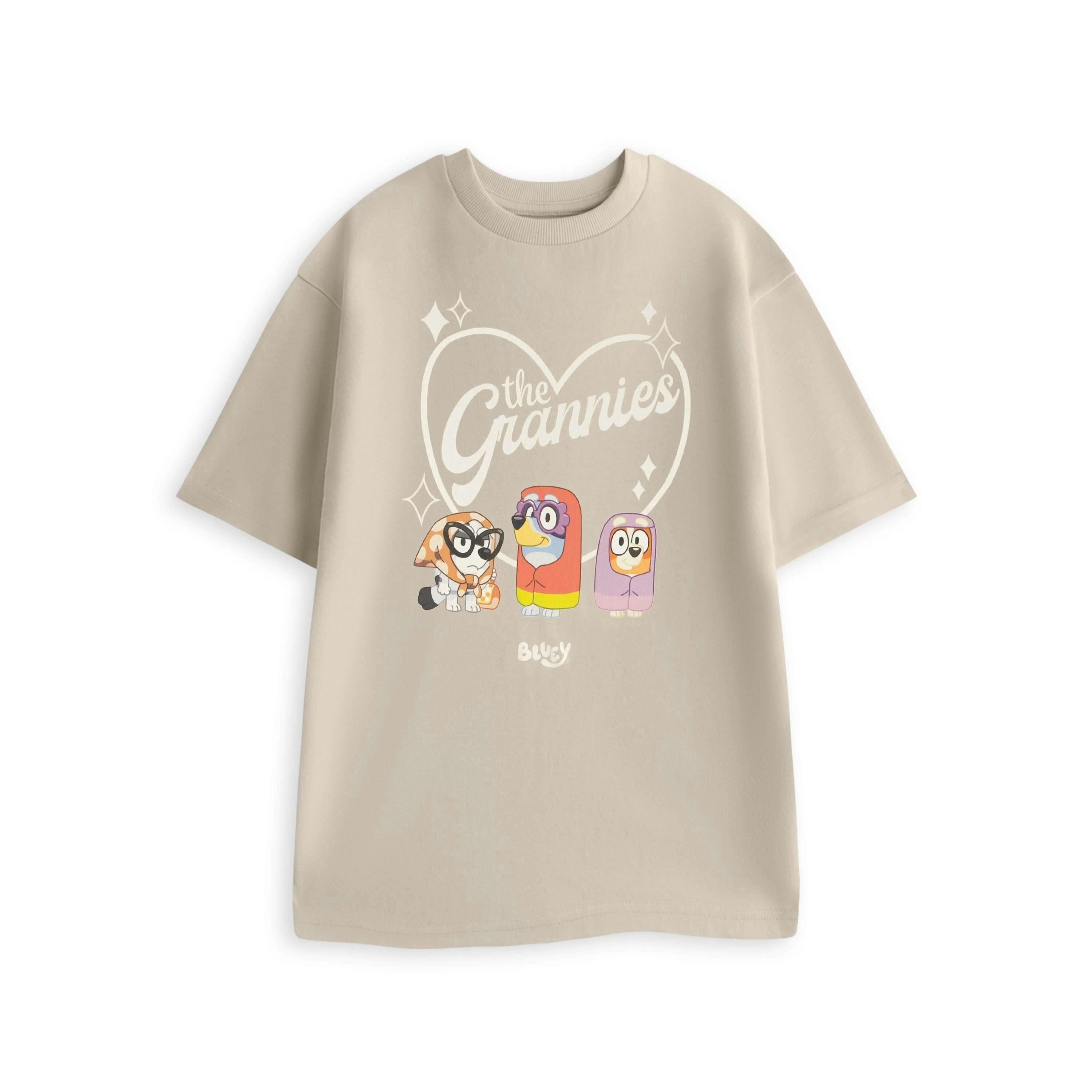 Bluey Mens Beige Grannies Short Sleeved T-Shirt by Vanilla Underground , view 1 of 1