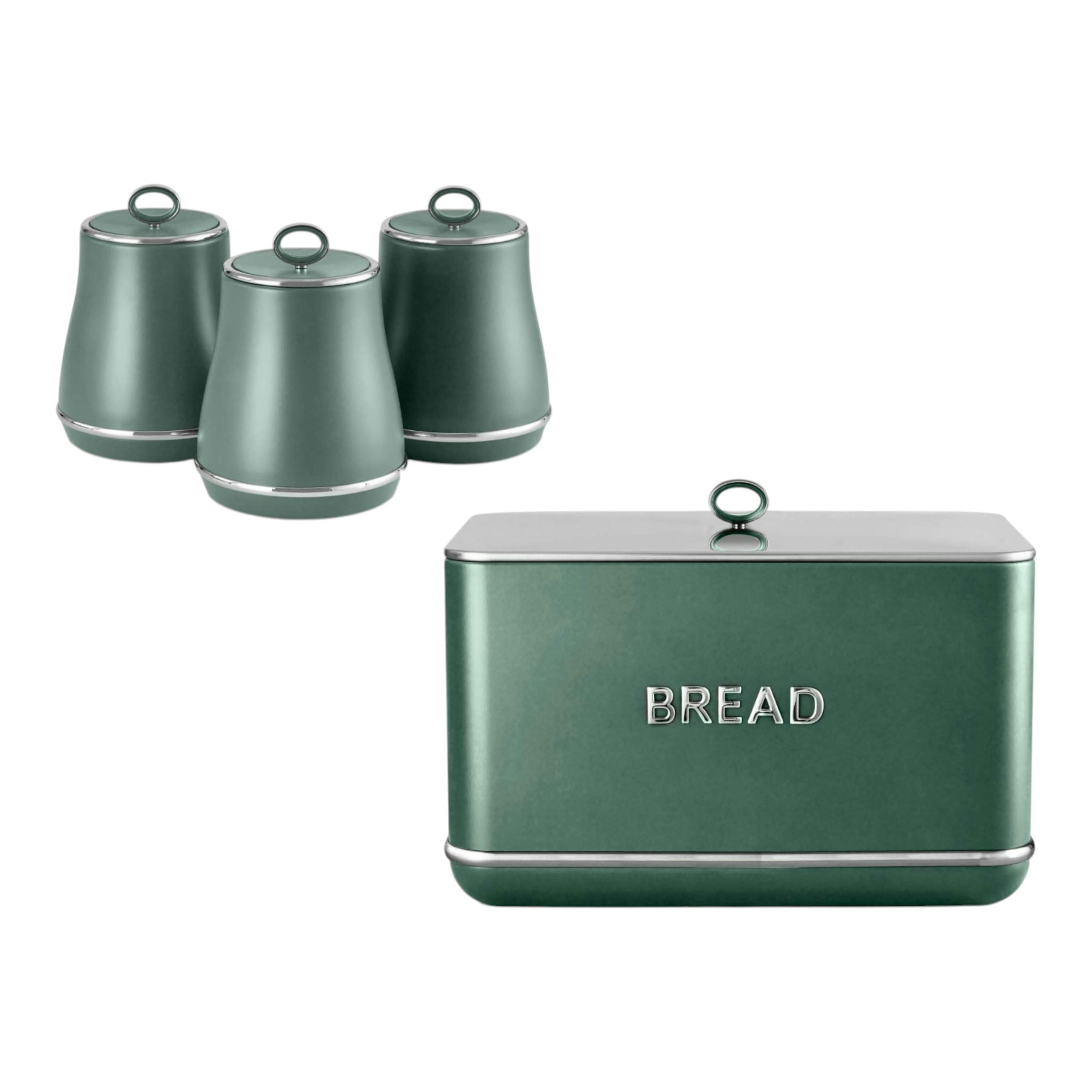 Tower Renaissance Bread Bin & Canisters Kitchen Storage Set in Forest Green , view 1 of 1