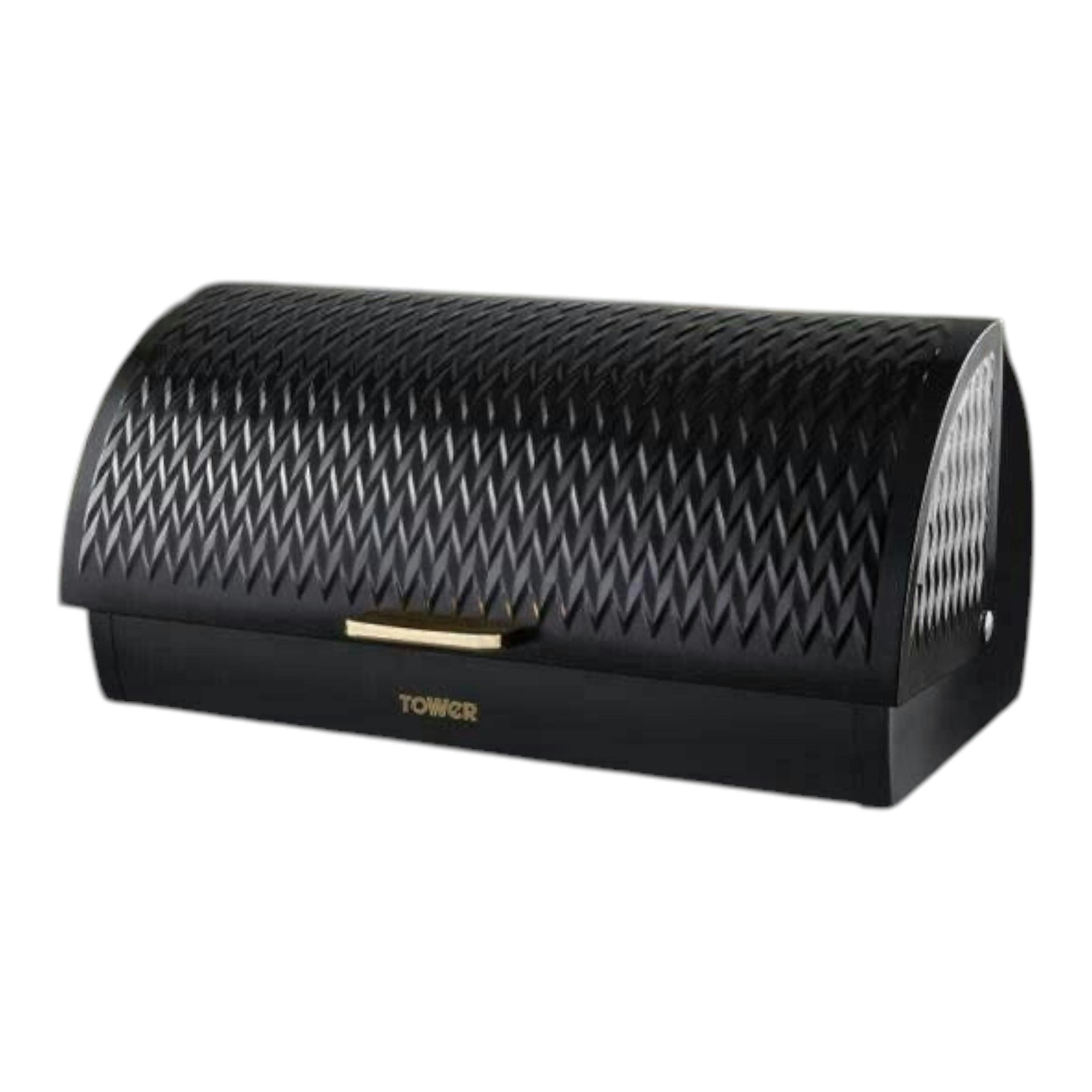 TOWER Empire Bread Bin Art Deco Style Black & Brass Kitchen Storage , view 1 of 1