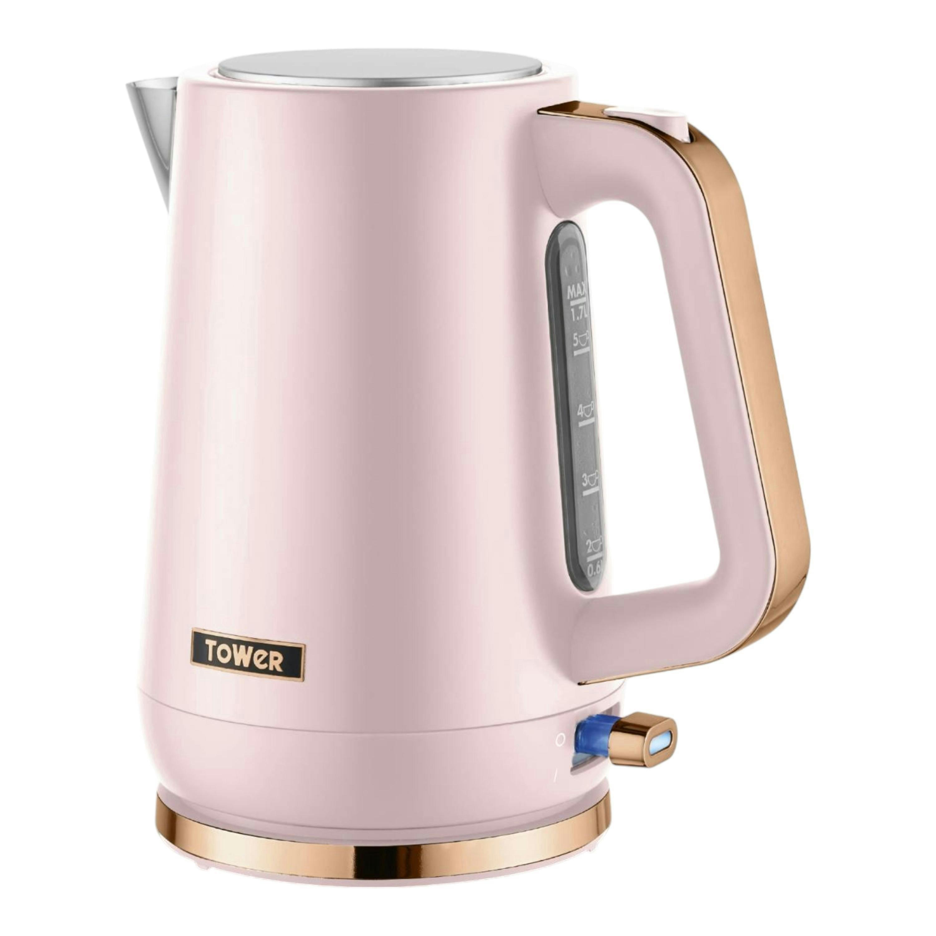 Tower Cavaletto 1.7L Kettle 3KW Rapid Boil in Pink with Rose Gold Accents , view 1 of 1