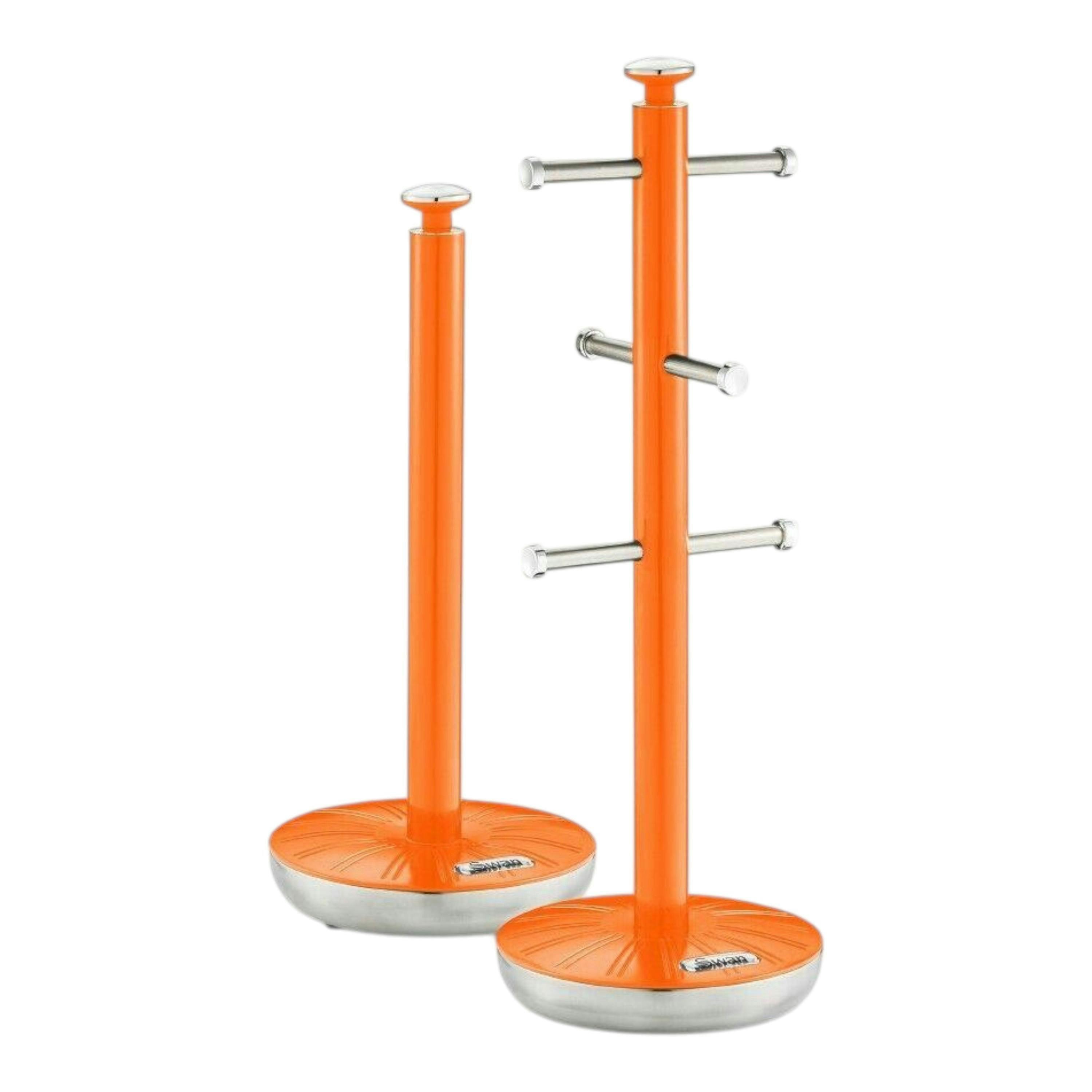 Swan Retro Orange Mug Tree & Towel Pole Matching Kitchen Storage Set , view 1 of 1
