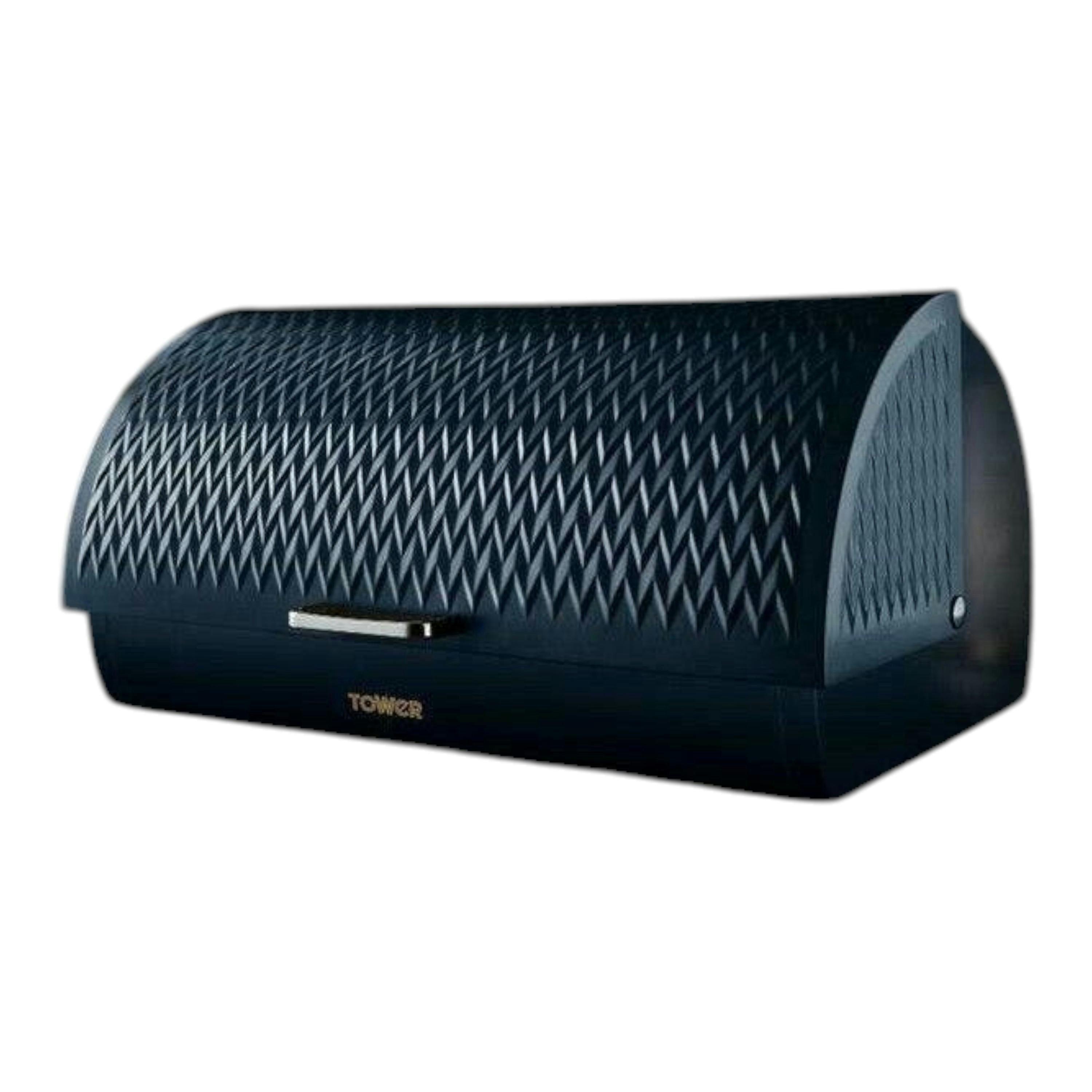 Tower Empire Roll Top Bread Bin Midnight Blue & Brass Accents Kitchen Storage , view 1 of 1