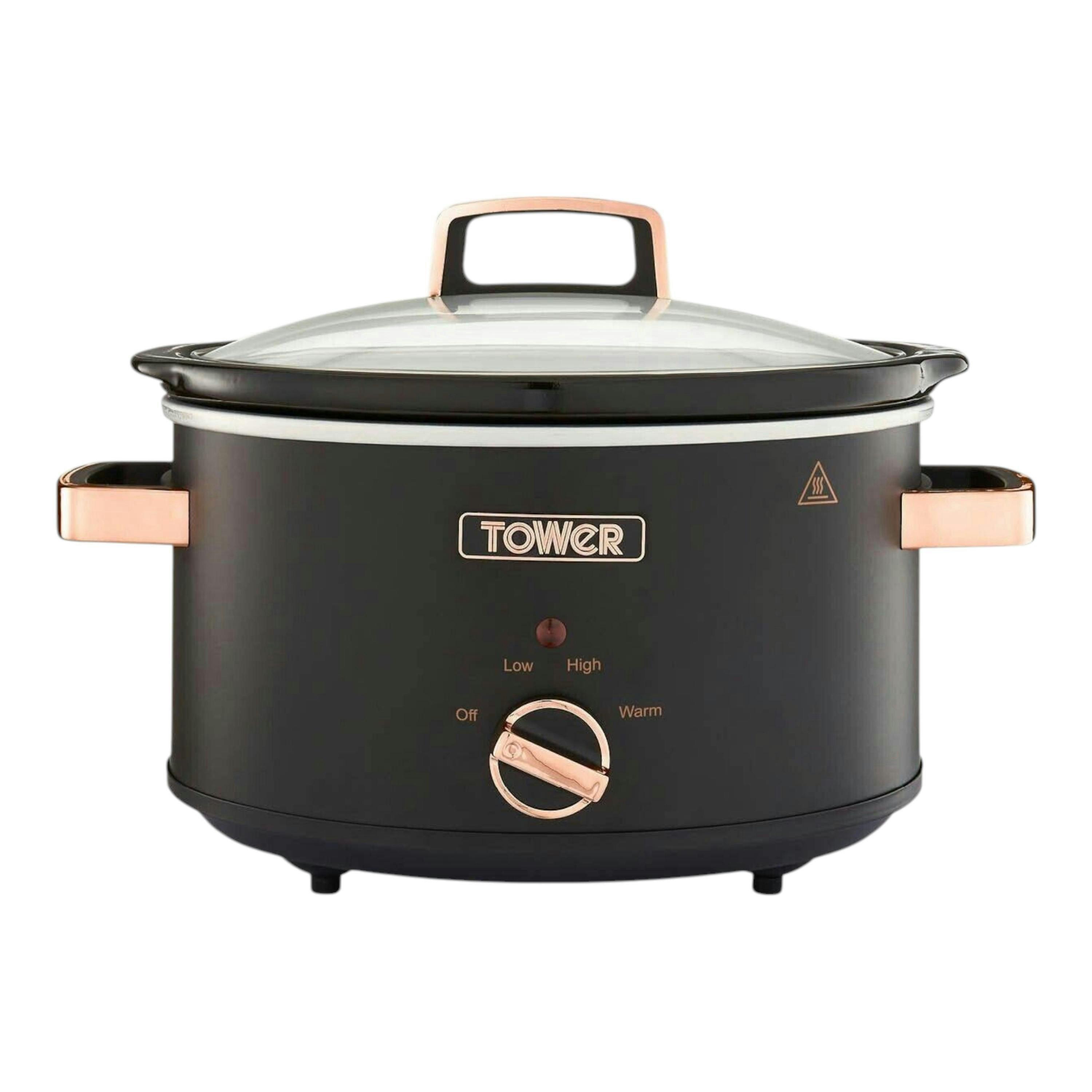 Tower Cavaletto 6.5L Large Slow Cooker Black & Rose Gold Ultra Energy Efficient , view 1 of 1