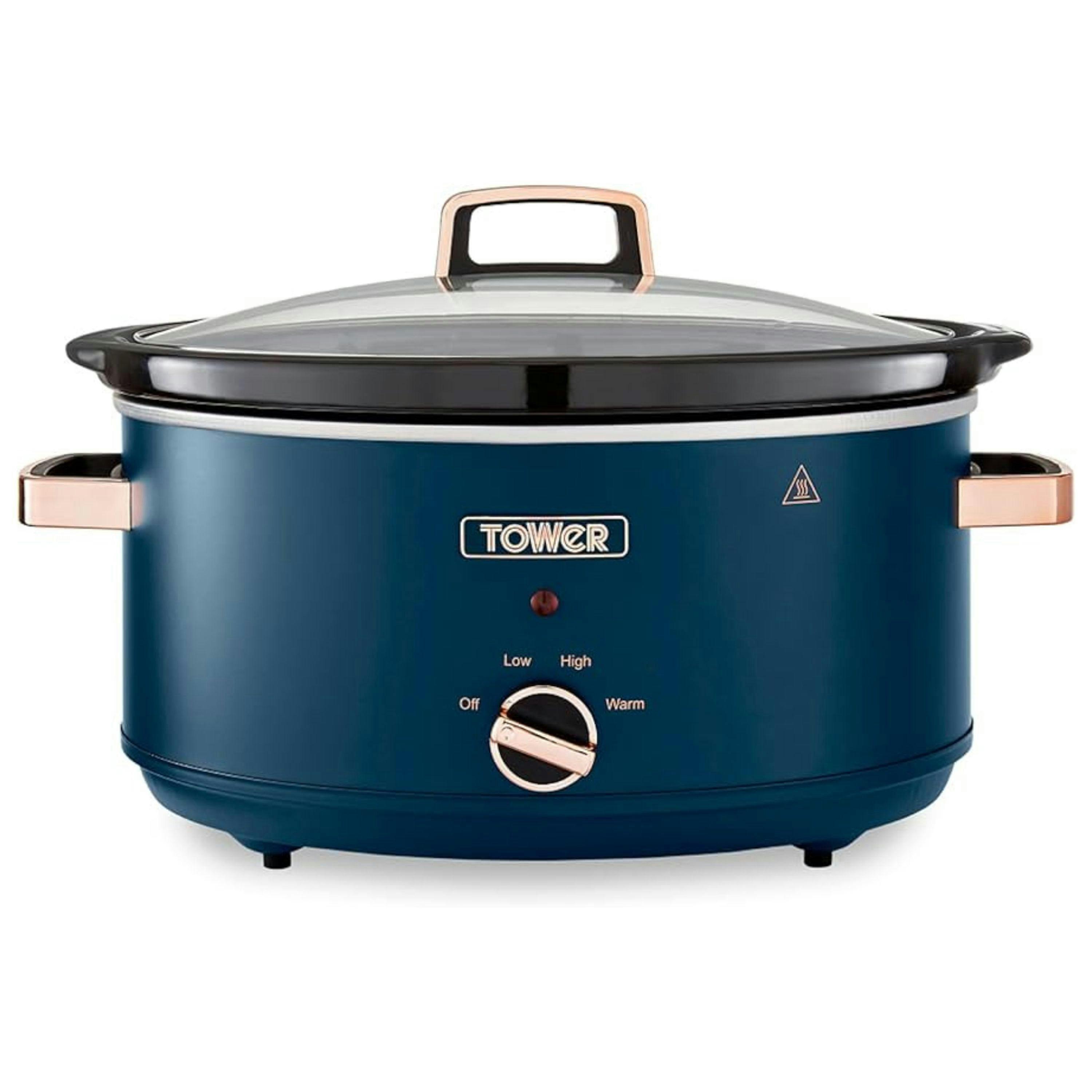 Tower Cavaletto 6.5L Large Slow Cooker Blue & Rose Gold Ultra Energy Efficient , view 1 of 1