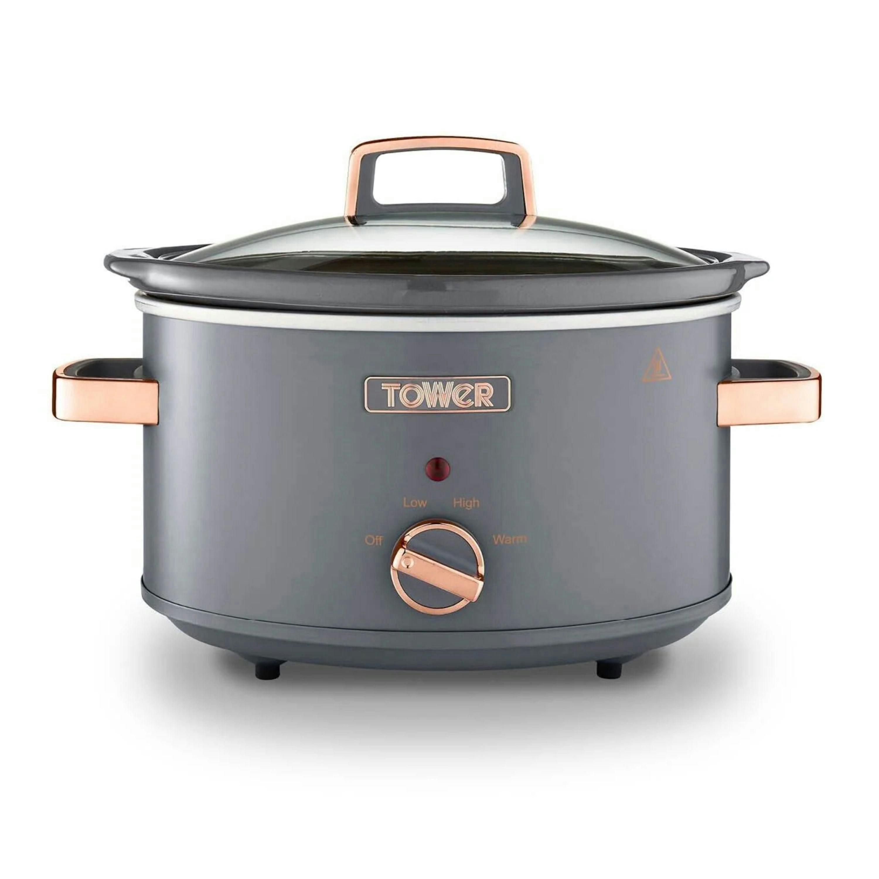 Tower Cavaletto 3.5L Slow Cooker Grey/Rose Gold Energy Efficient Family Capacity , view 1 of 1
