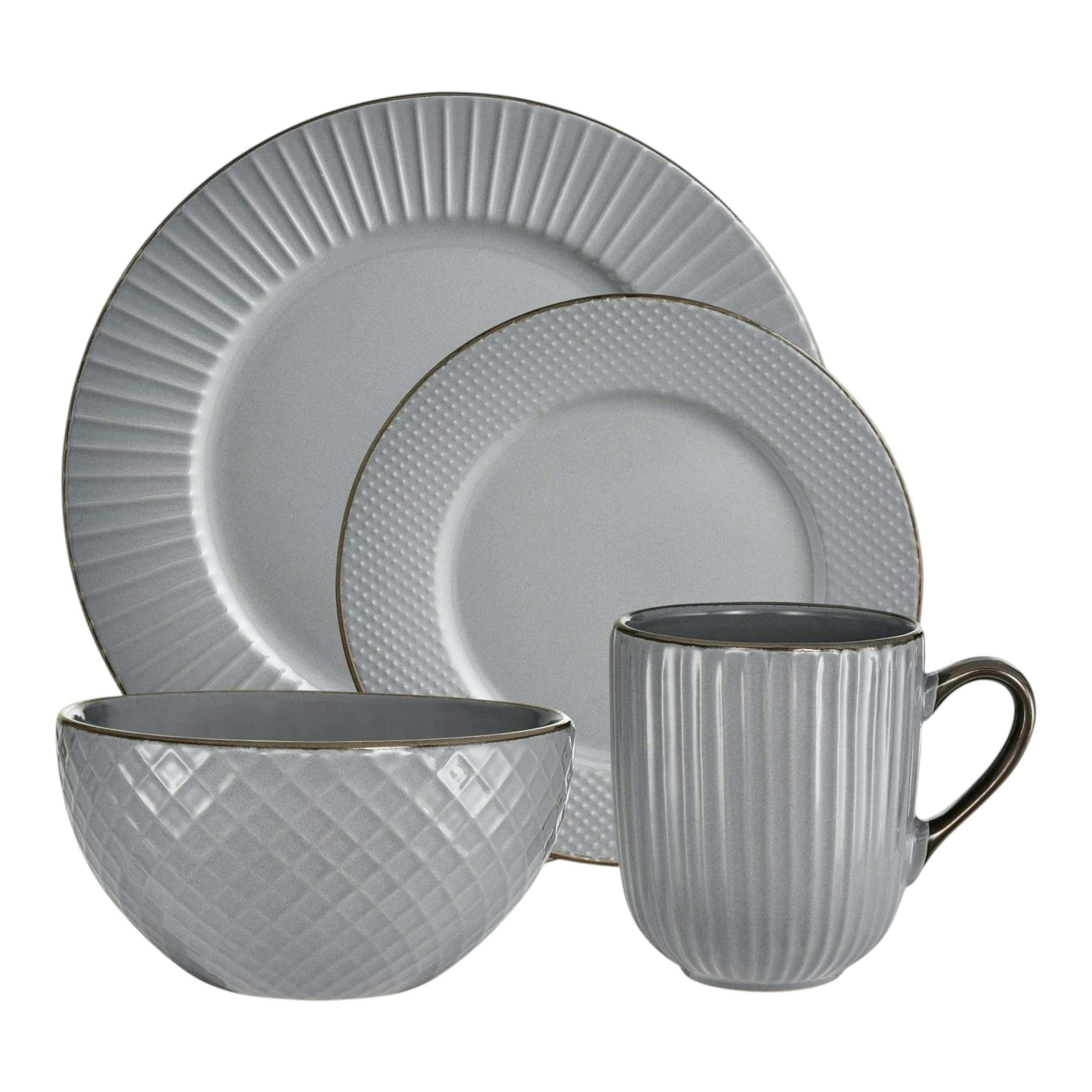 Tower Empire 16 Piece Dinner Set in Grey with Burnt Gold Accents Dining Set , view 1 of 1