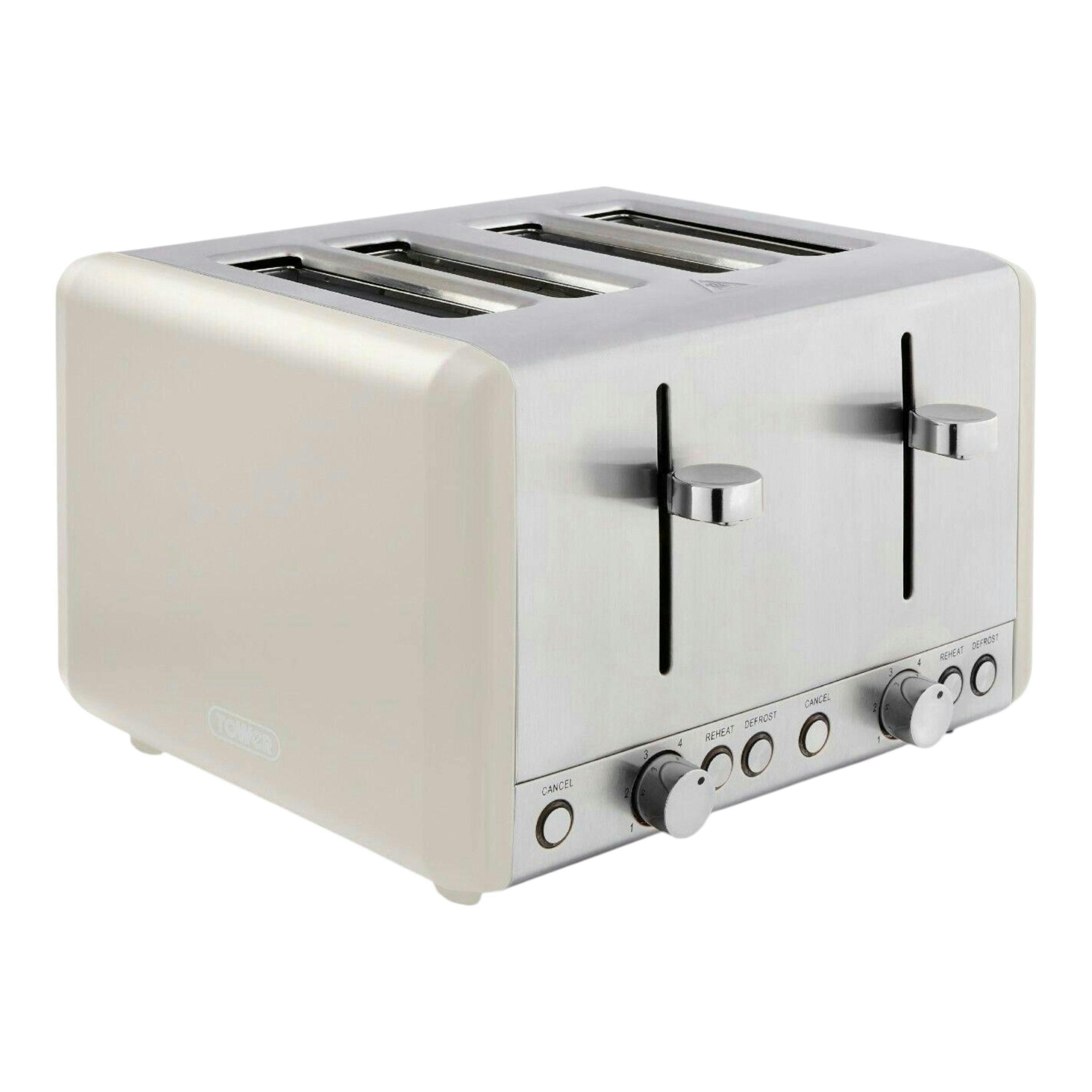 Tower Cavaletto 4 Slice Toaster Latte/Chrome Accents T20051MSH 3 Year Guarantee , view 1 of 1