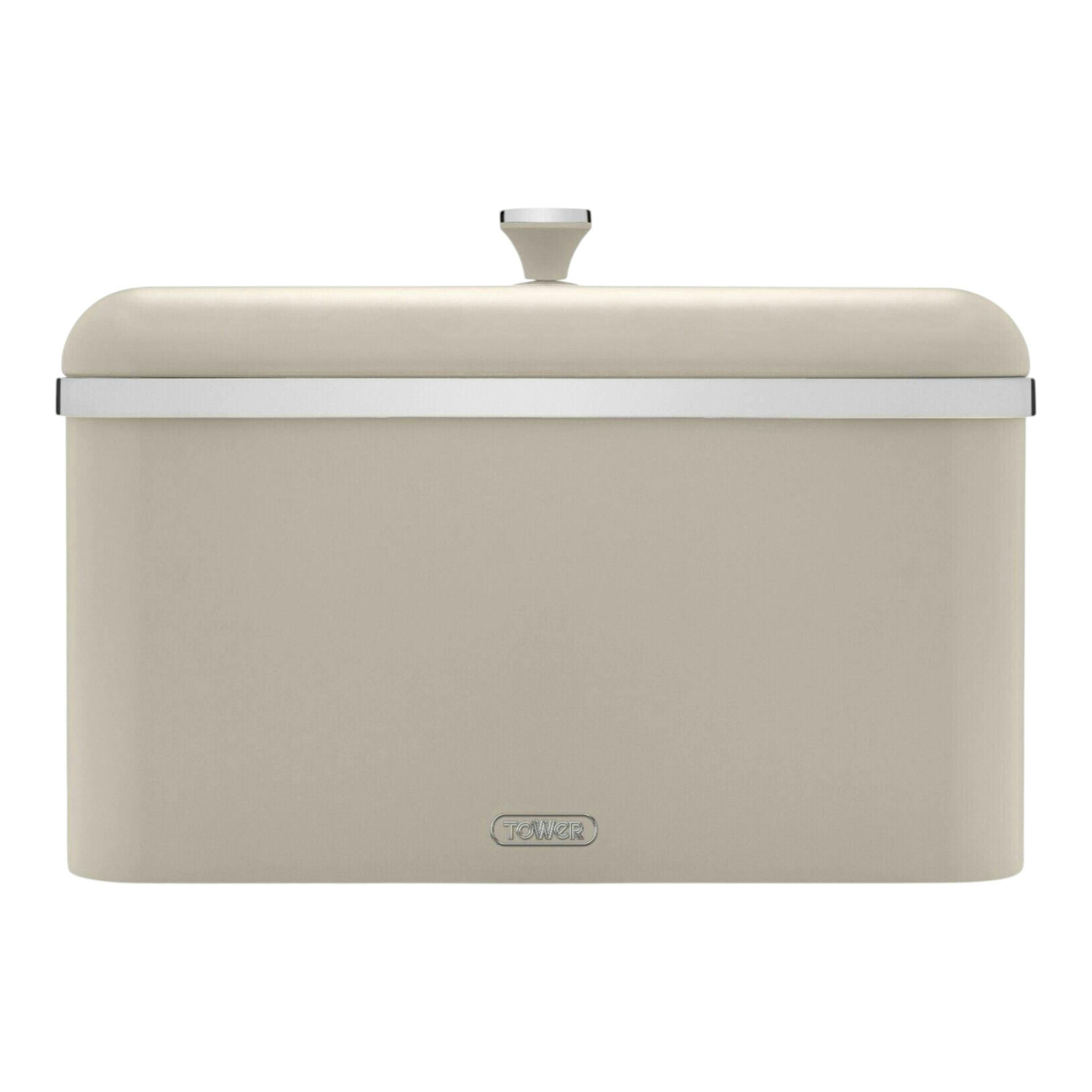 Tower Cavaletto Bread Bin in Latte & Chrome Accents Kitchen Storage T826130MSH , view 1 of 1