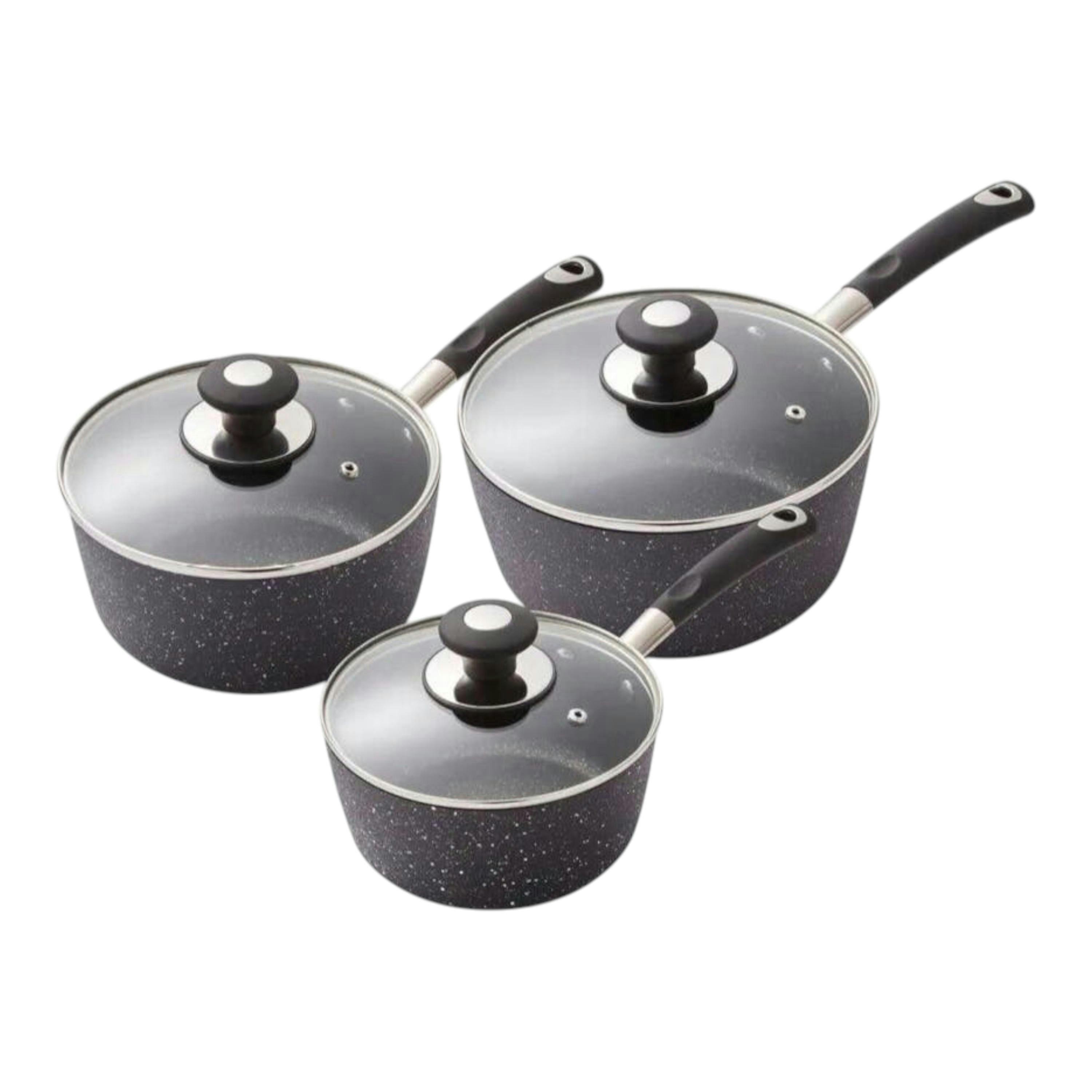 Tower T900111 Precision 3 Piece Pan Set Black, Non-Stick, Forged Aluminium, 10 Year Guarantee , view 1 of 1