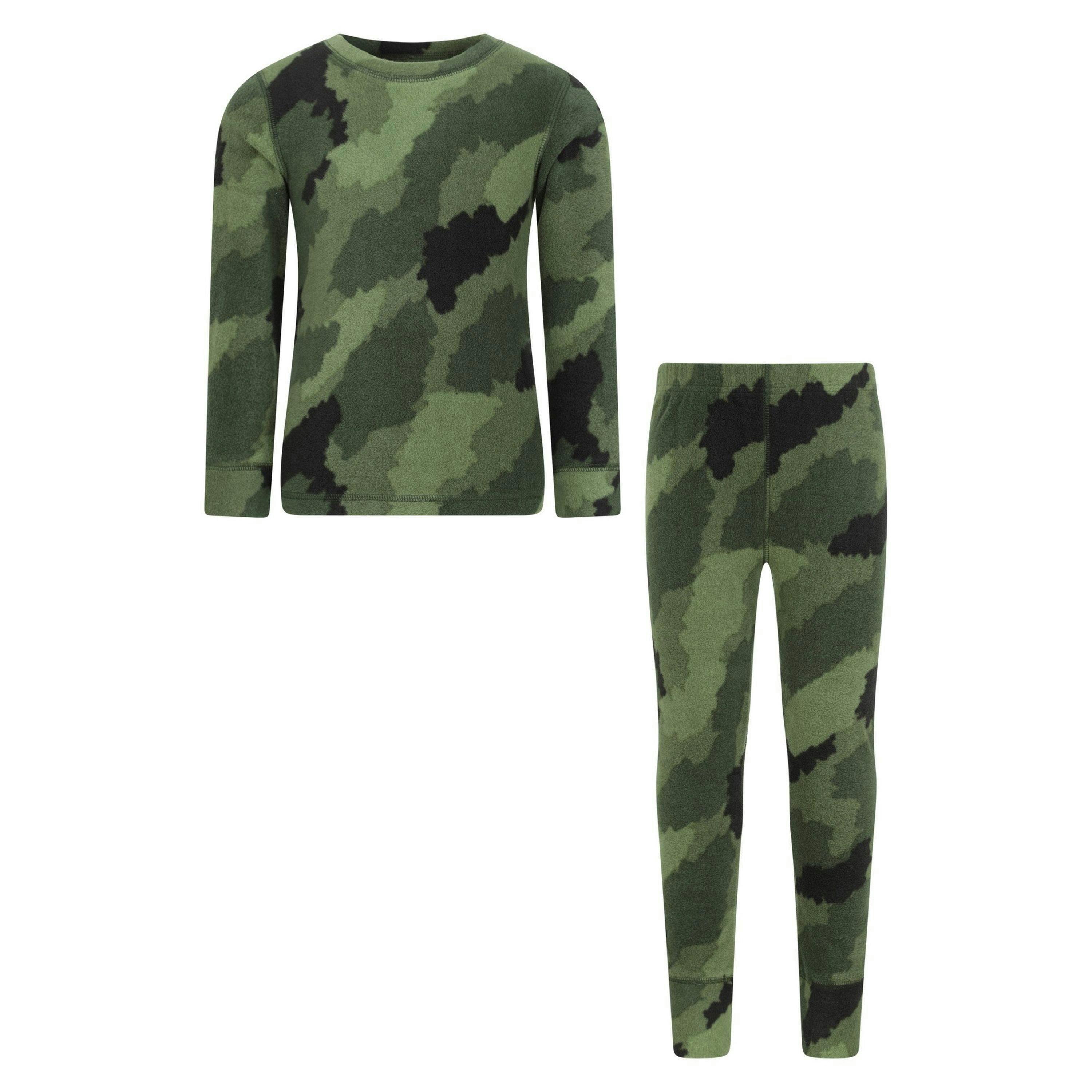 Mountain Warehouse Childrens/Kids Camo Polar Fleece Base Layer Set , view 1 of 6