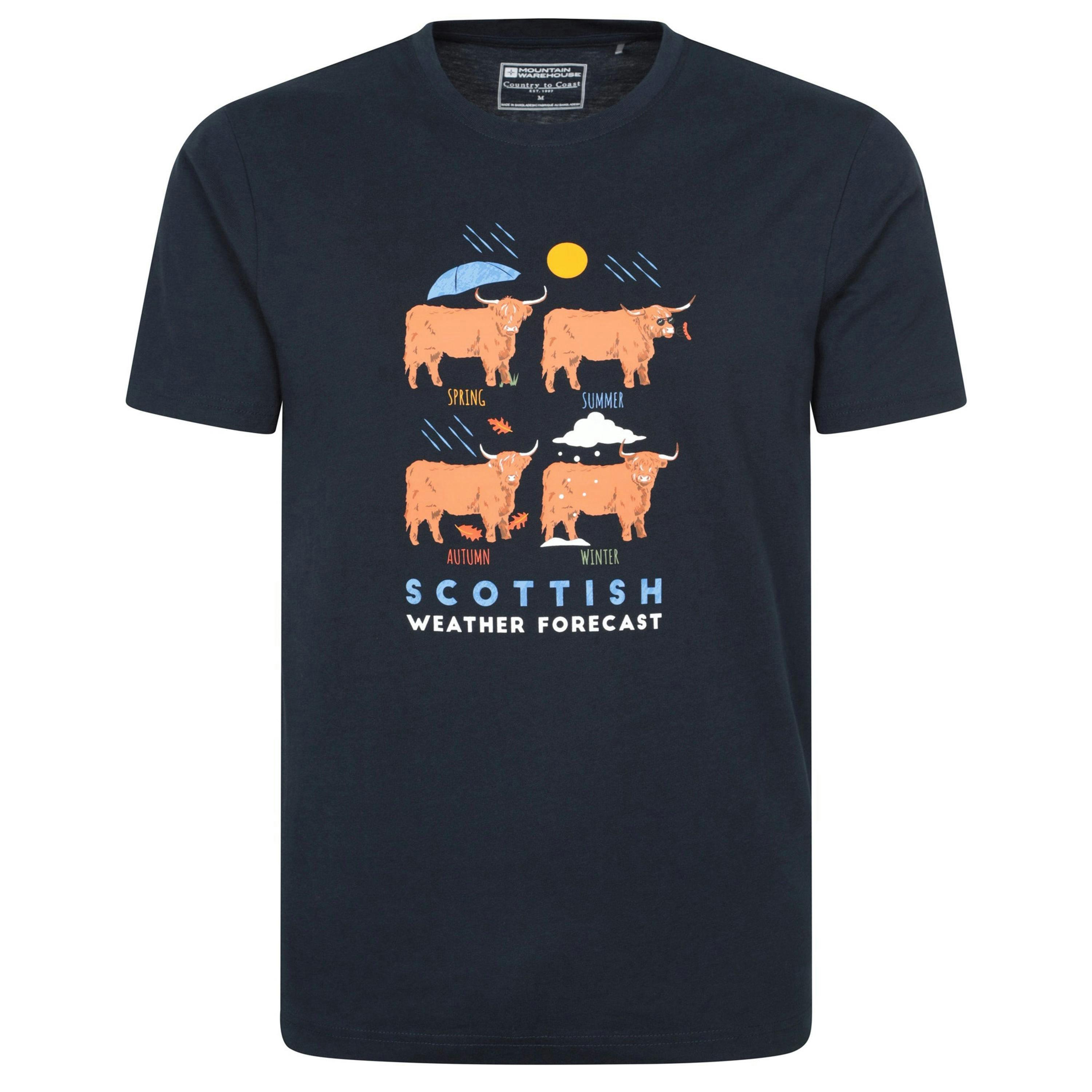 Mountain Warehouse Mens Scottish Weather Forecast Graphic T-Shirt , view 1 of 3