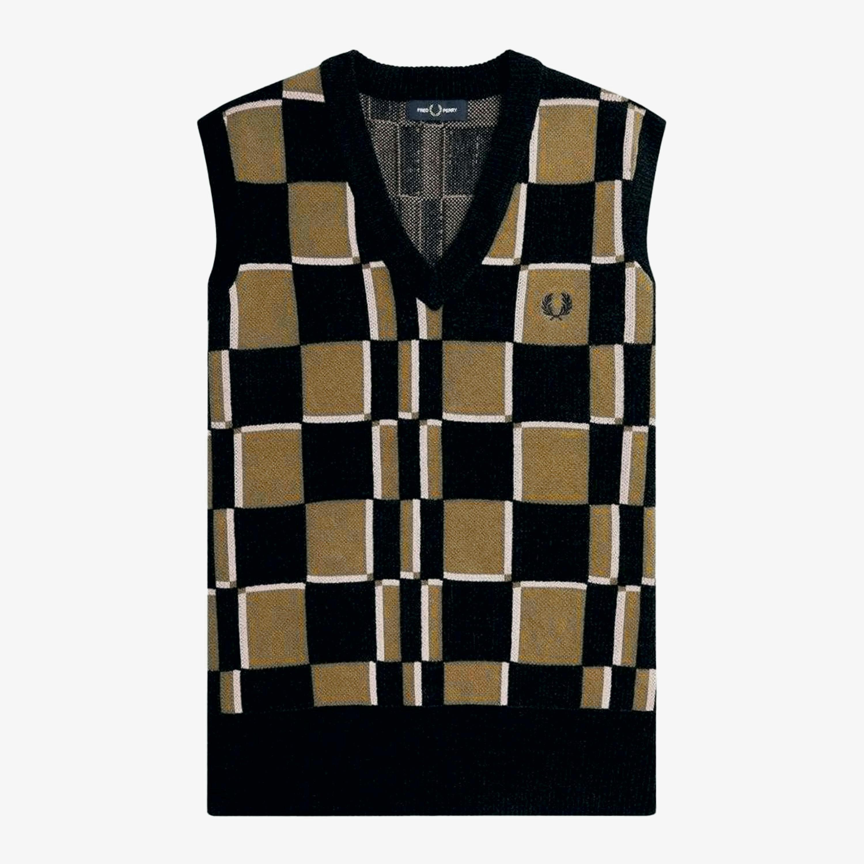 Fred Perry Mens Checkerboard Knitted Sweater Vest , view 1 of 1
