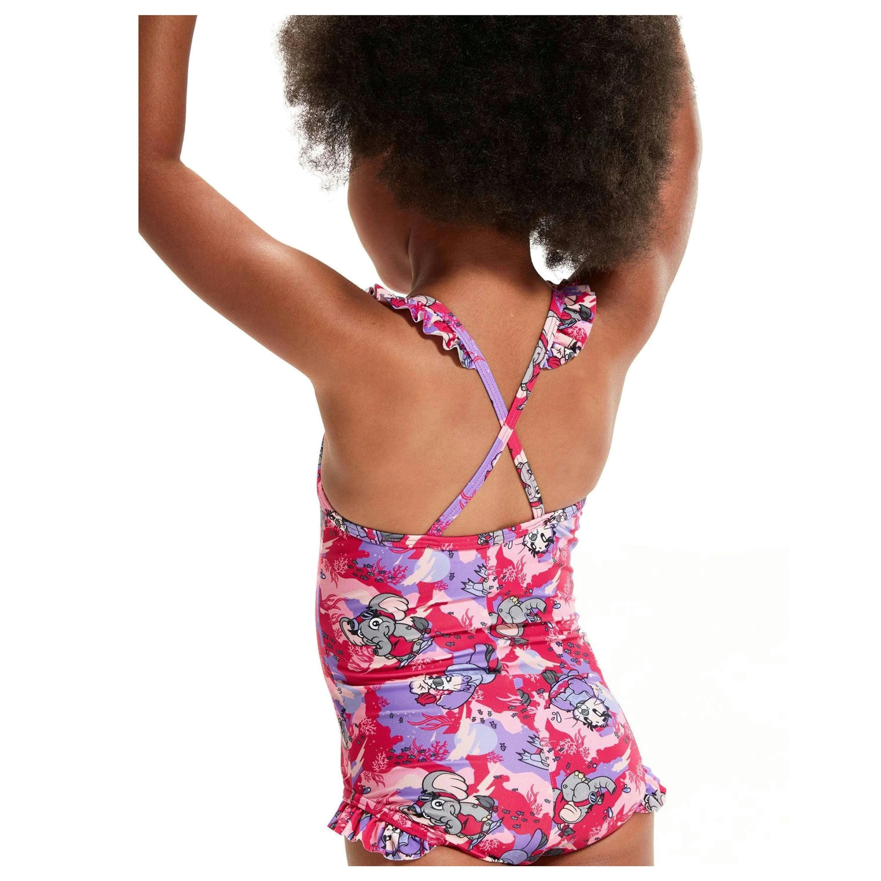 Speedo Baby Girls Learn To Swim Printed Thin Strap Frill One Piece Swimsuit , view 2 of 5
