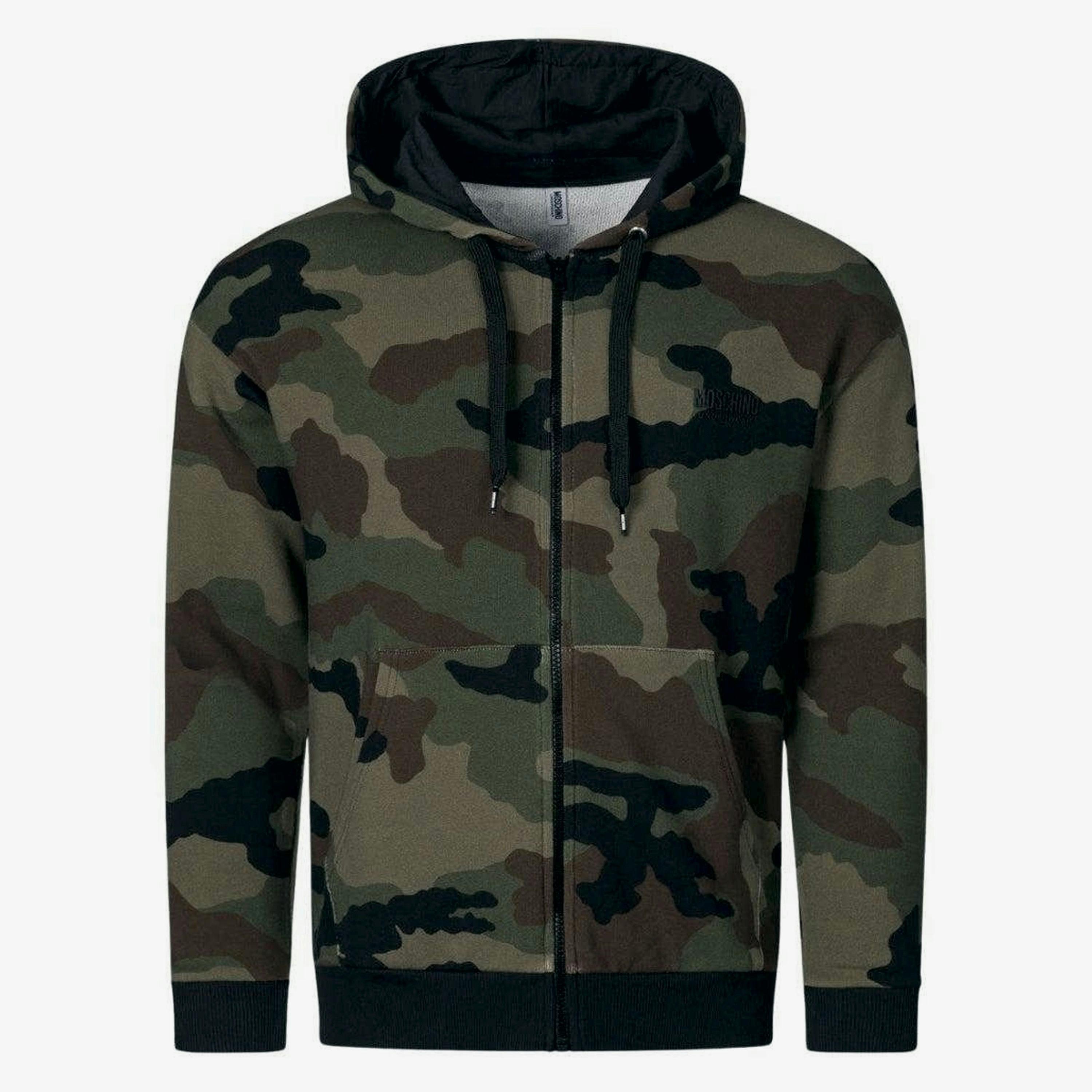 Moschino Mens Camouflage Full Zip Hoodie , view 1 of 1