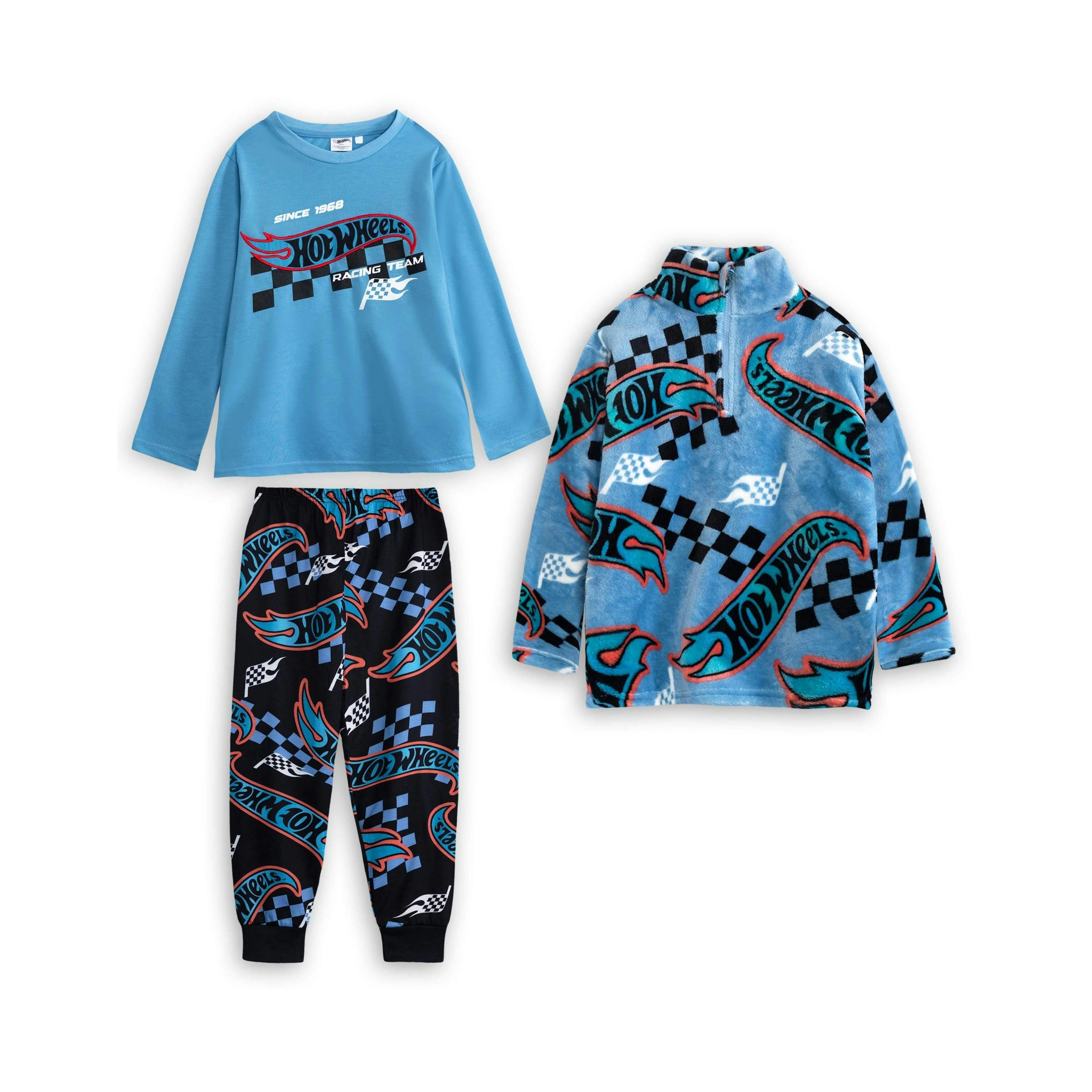 Hot Wheels Boys Multicoloured Racing Team Long Sleeve Long Leg Pyjama and Jumper 3 Piece Set by Vanilla Underground , view 1 of 1