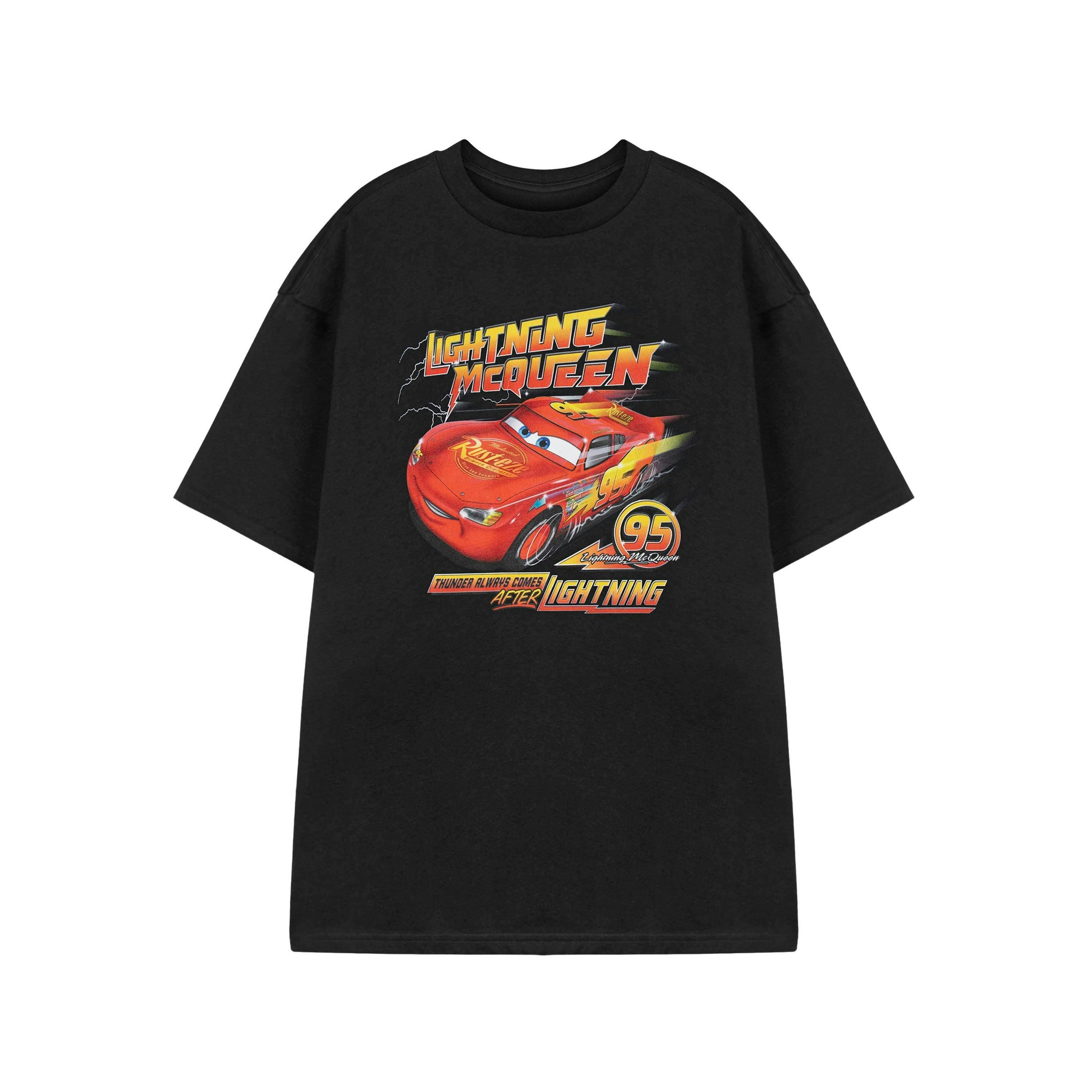 Disney Cars Mens Black Thunder always comes after Lightning Short Sleeved T-Shirt by Vanilla Underground , view 1 of 1