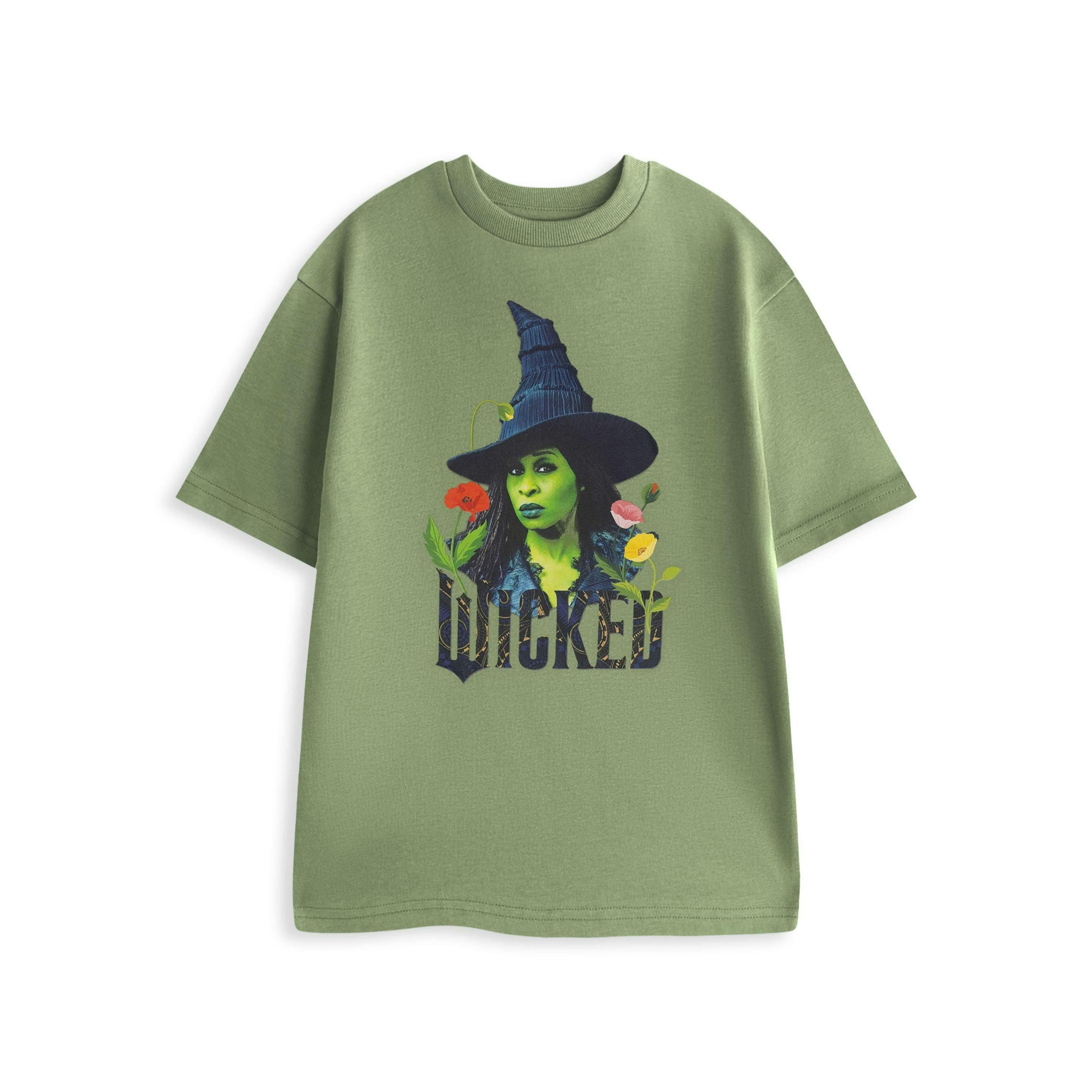 Wicked Unisex Green Elphaba Poppies Short Sleeved T-Shirt by Vanilla Underground , view 1 of 1