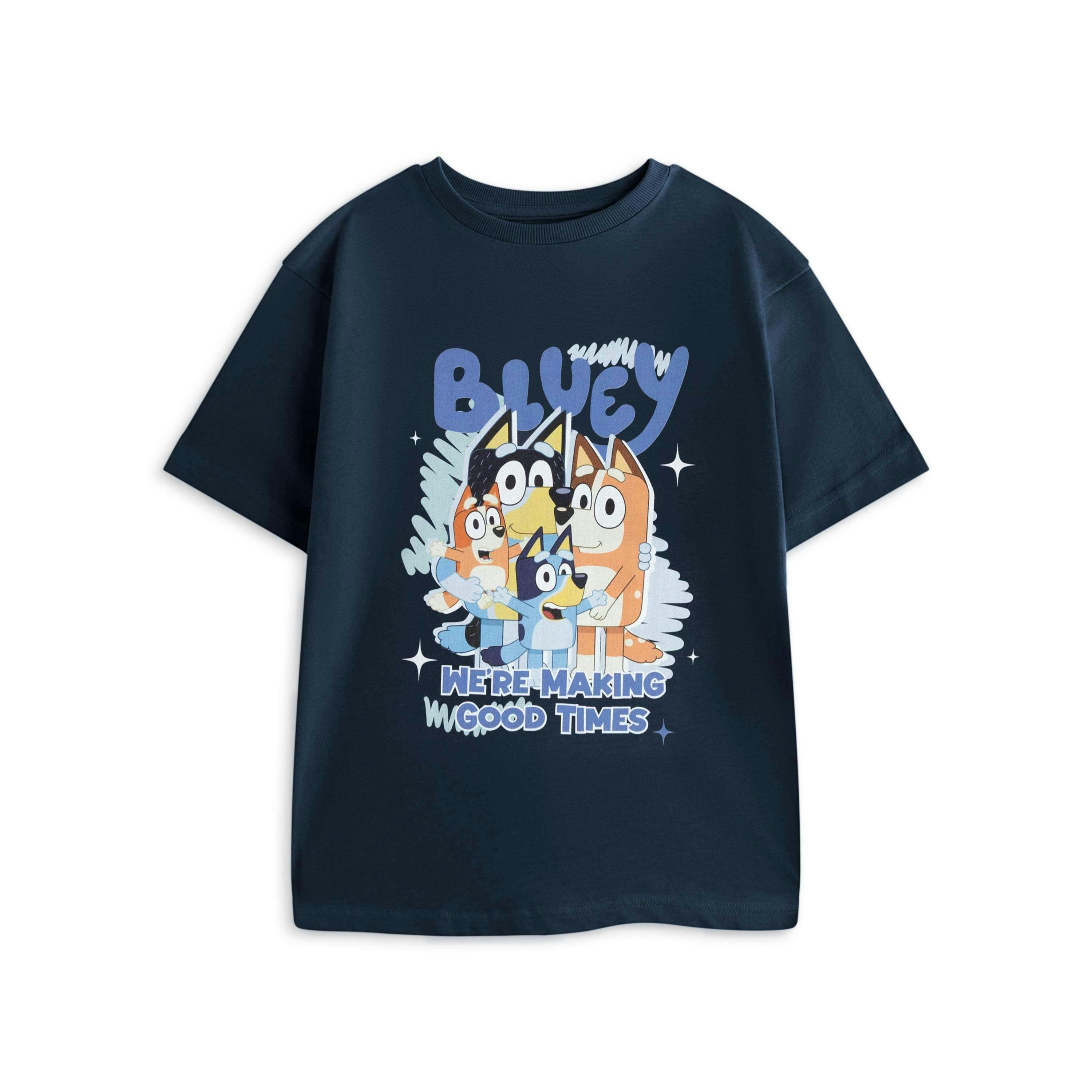Bluey Unisex Kids Blue Good Times Short Sleeved T-Shirt by Vanilla Underground , view 1 of 1