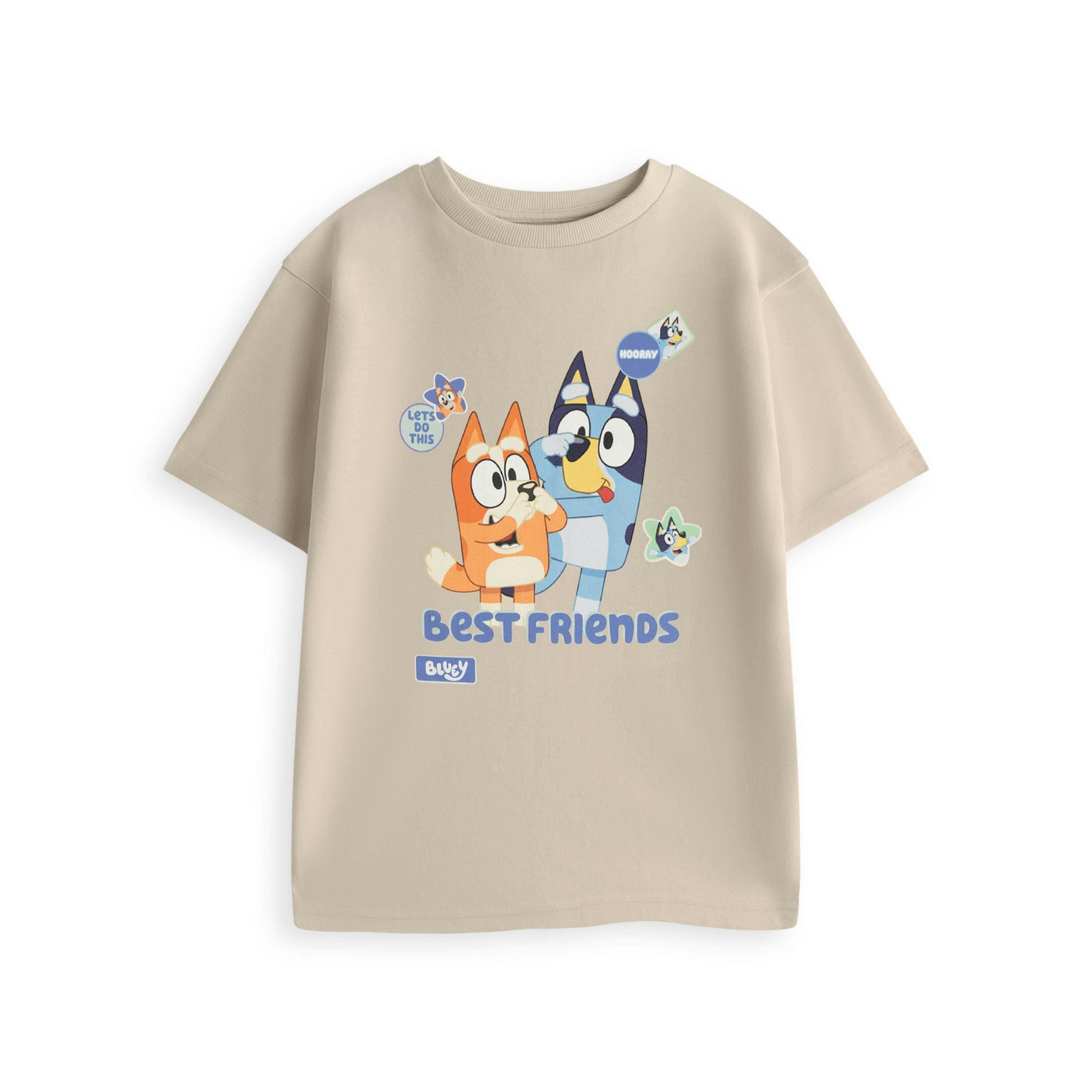 Bluey Unisex Kids Beige Best Friends Short Sleeved T-Shirt by Vanilla Underground , view 1 of 1