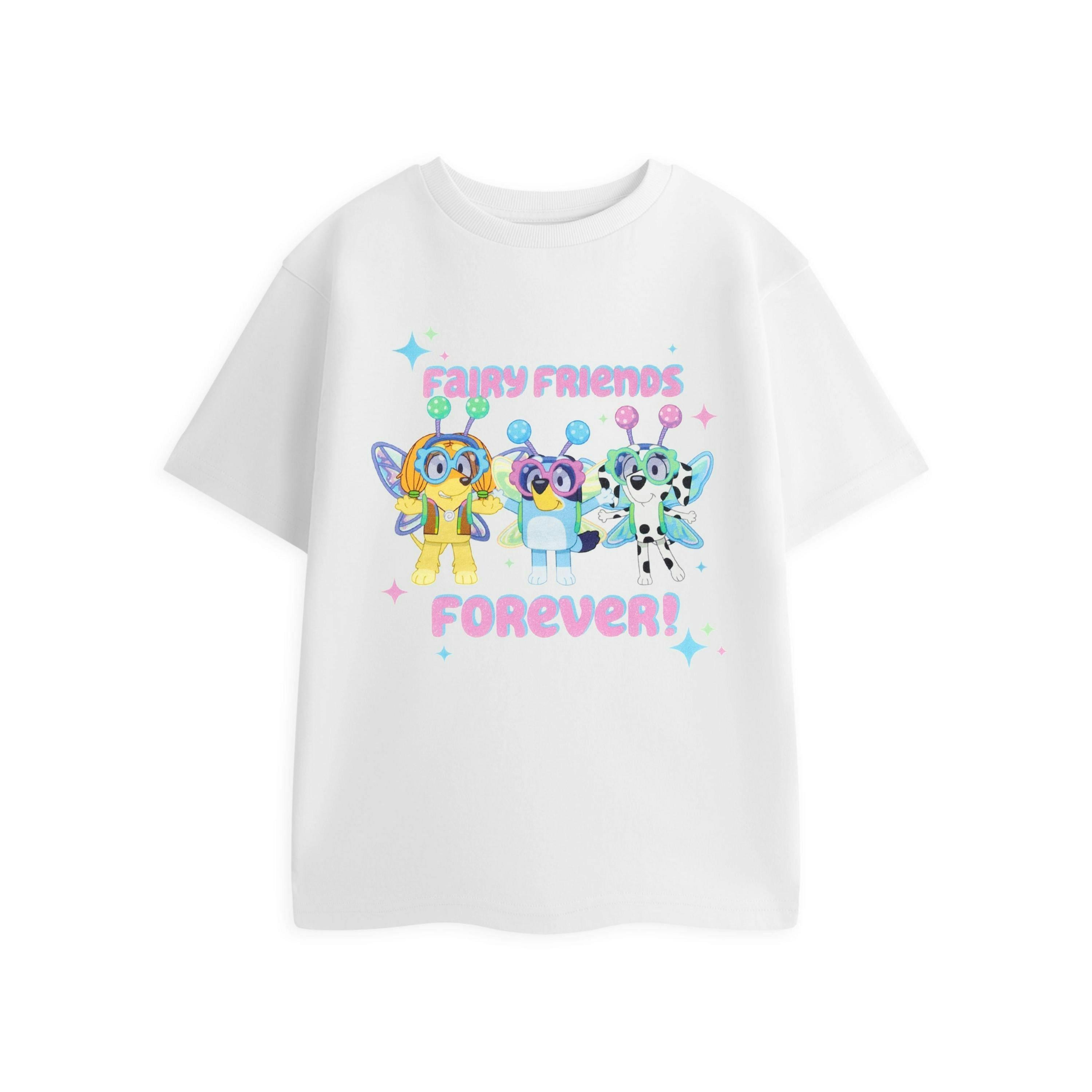 Bluey Girls White Fairy Friends Forever Short Sleeved T-Shirt by Vanilla Underground , view 1 of 1