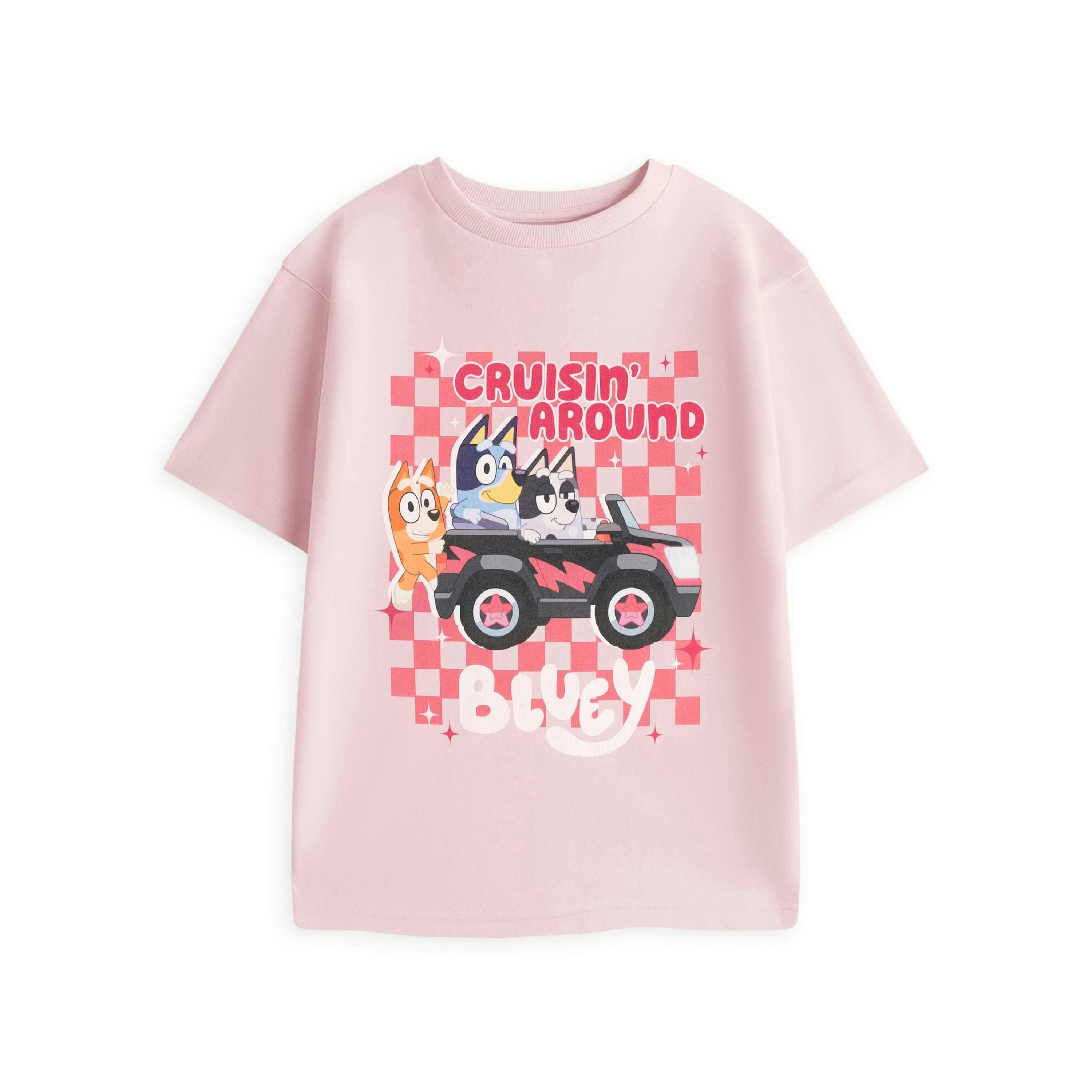 Bluey Girls Pink Cruisin' Around Short Sleeved T-Shirt by Vanilla Underground , view 1 of 1