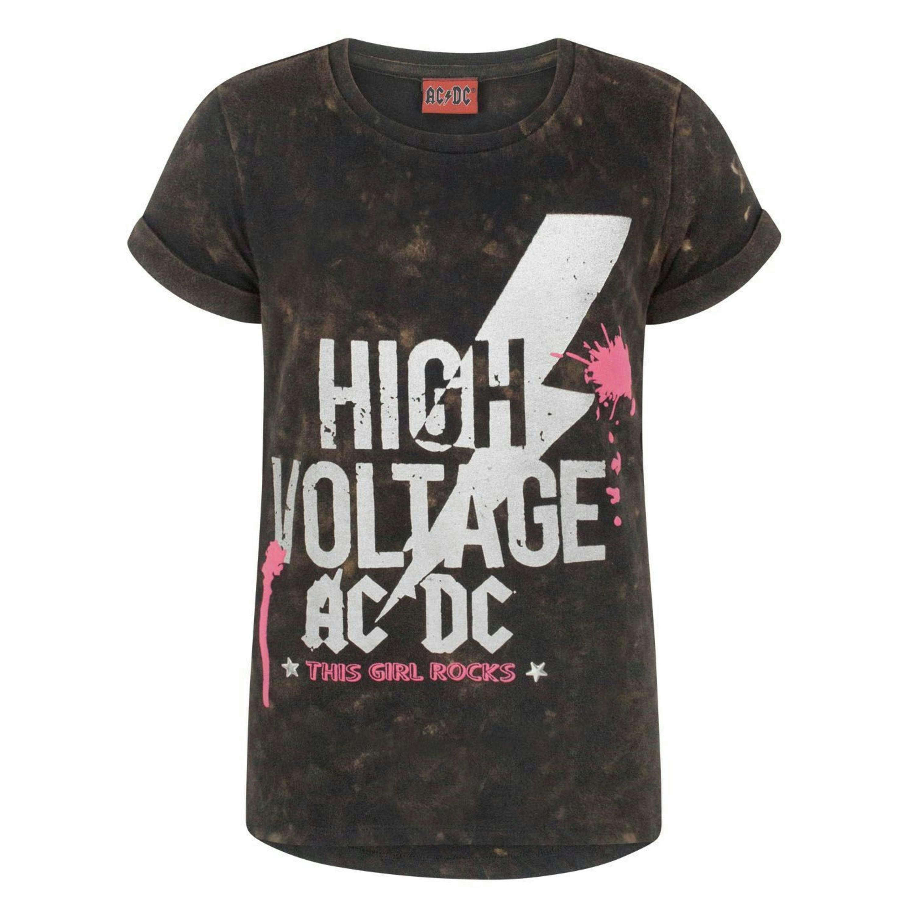 AC/DC Girls Brown Short Sleeved T-Shirt by Vanilla Underground , view 1 of 1
