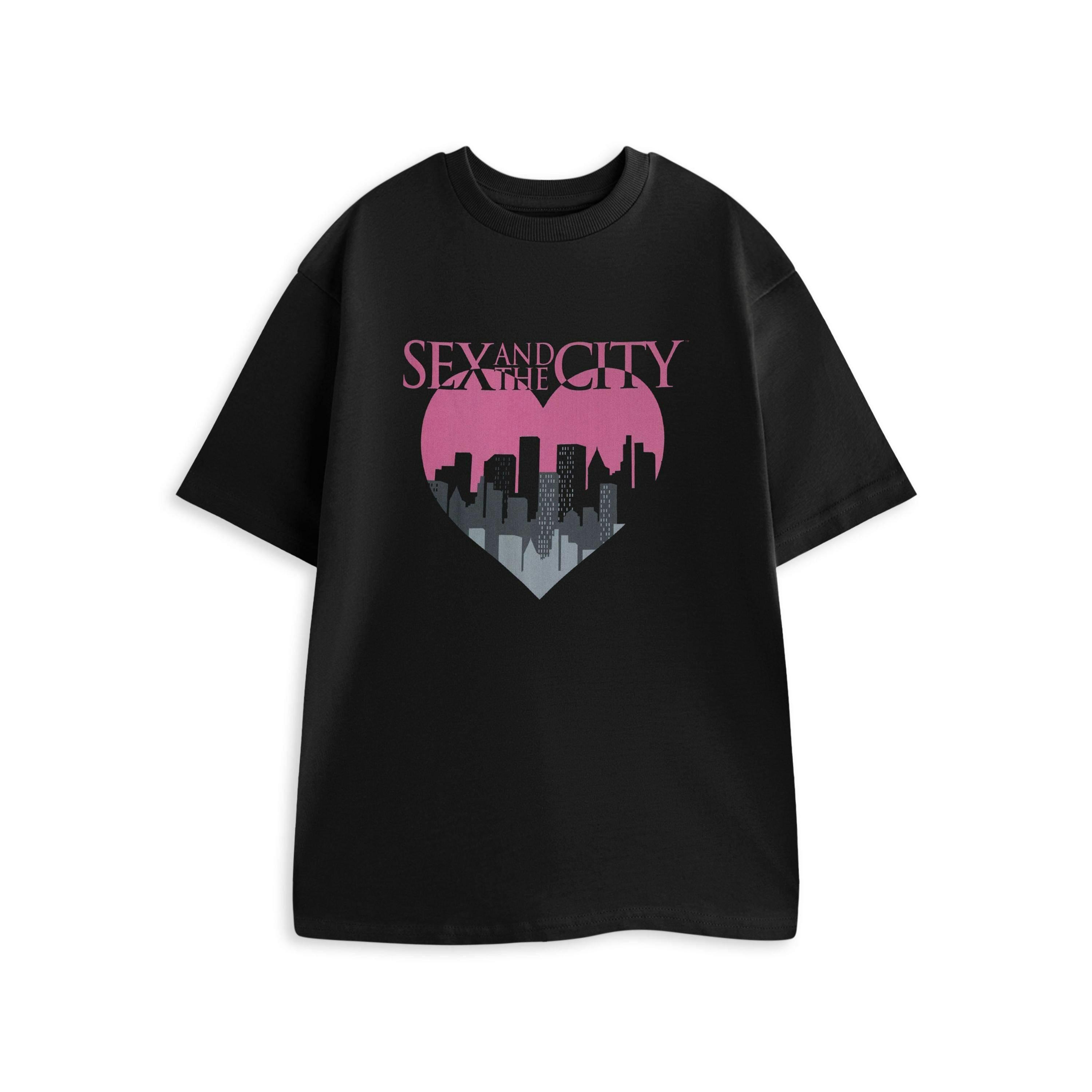 Sex and the City Womens Black Heart Landscape Short Sleeved T-Shirt by Vanilla Underground , view 1 of 1