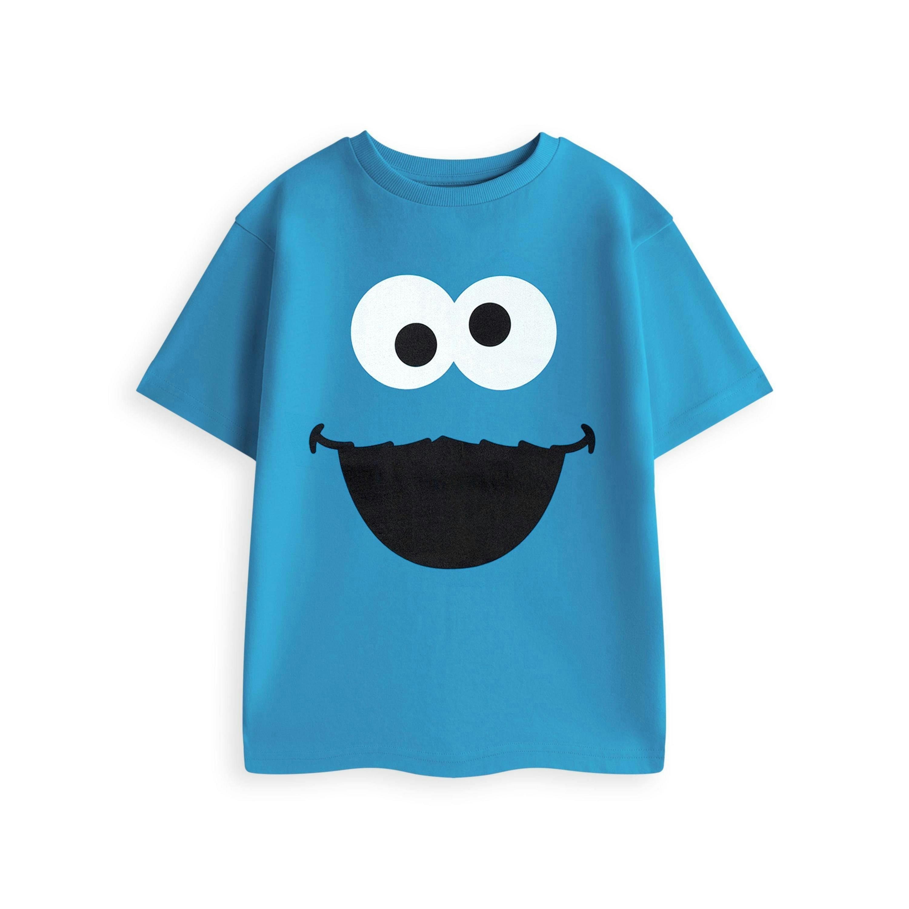 Sesame Street Unisex Kids Blue Cookie Monster Short Sleeved T-Shirt by Vanilla Underground , view 1 of 1