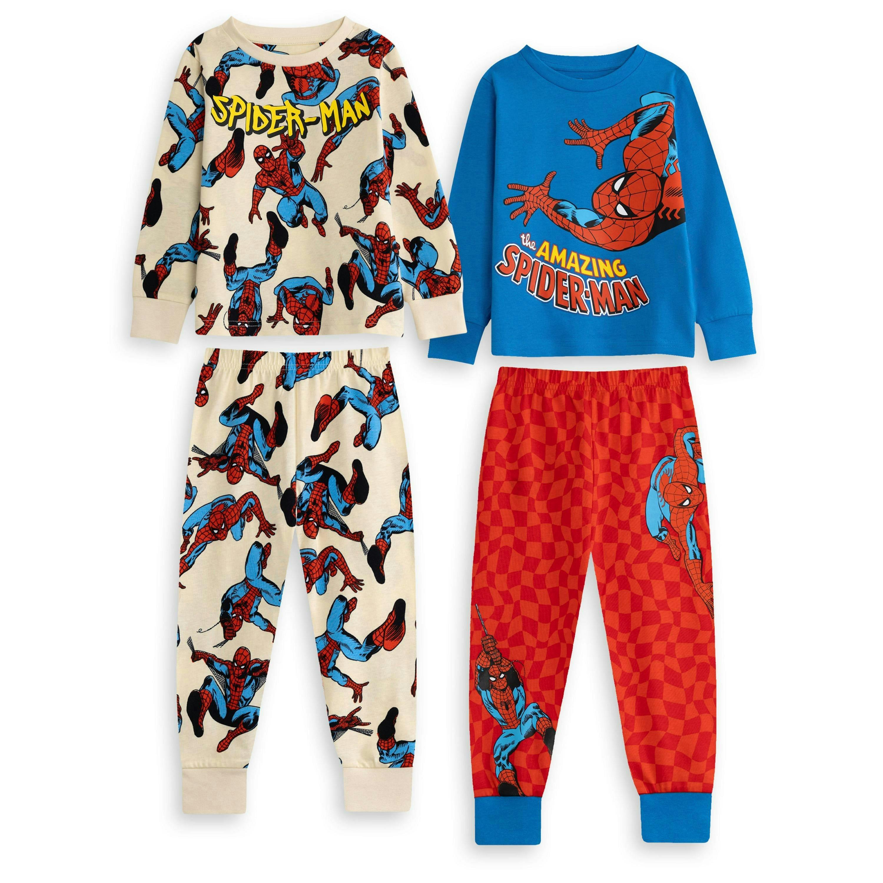 Marvel Boys Multicoloured Spiderman Multi-Pack of 2 Long Sleeve Long Leg Pyjama Set by Vanilla Underground , view 1 of 1