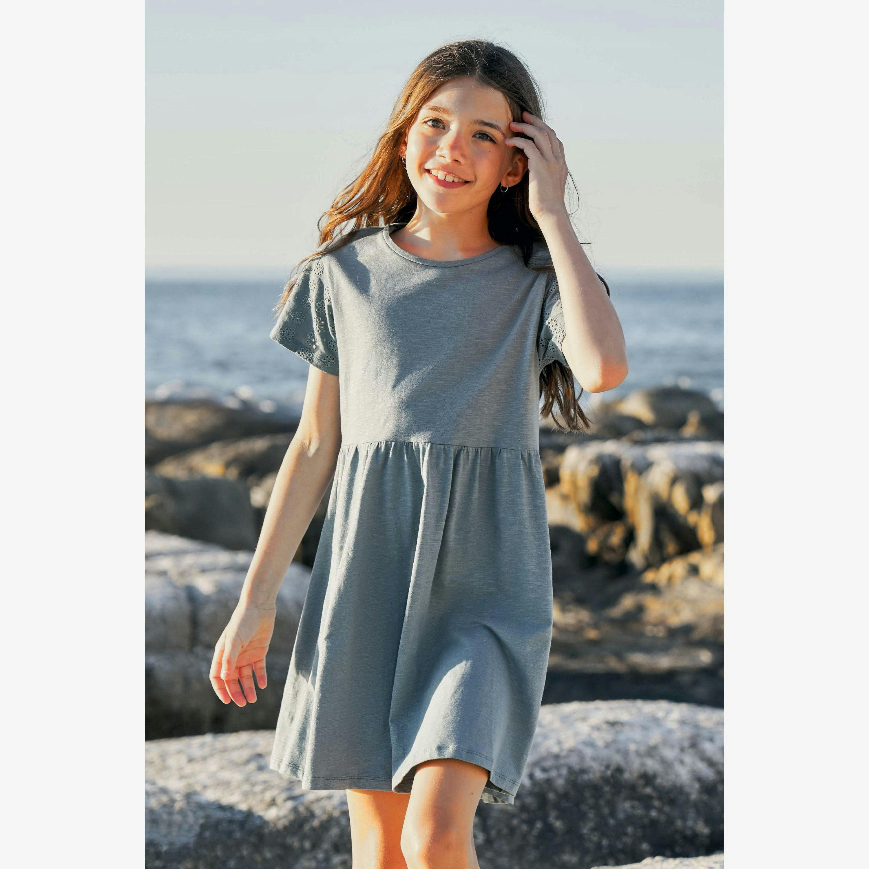 Mountain Warehouse Girls Izzy Broderie Sleeve Dress , view 1 of 1