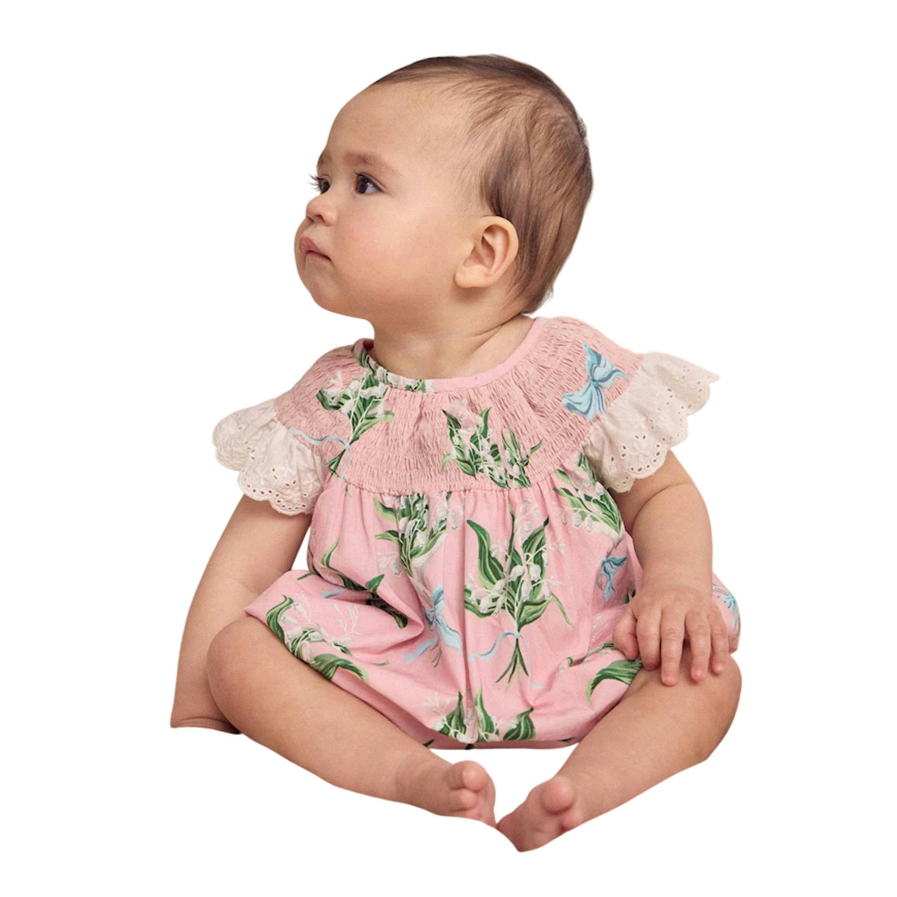 Cath Kidston Baby Girls Printed Broderie Romper , view 1 of 4