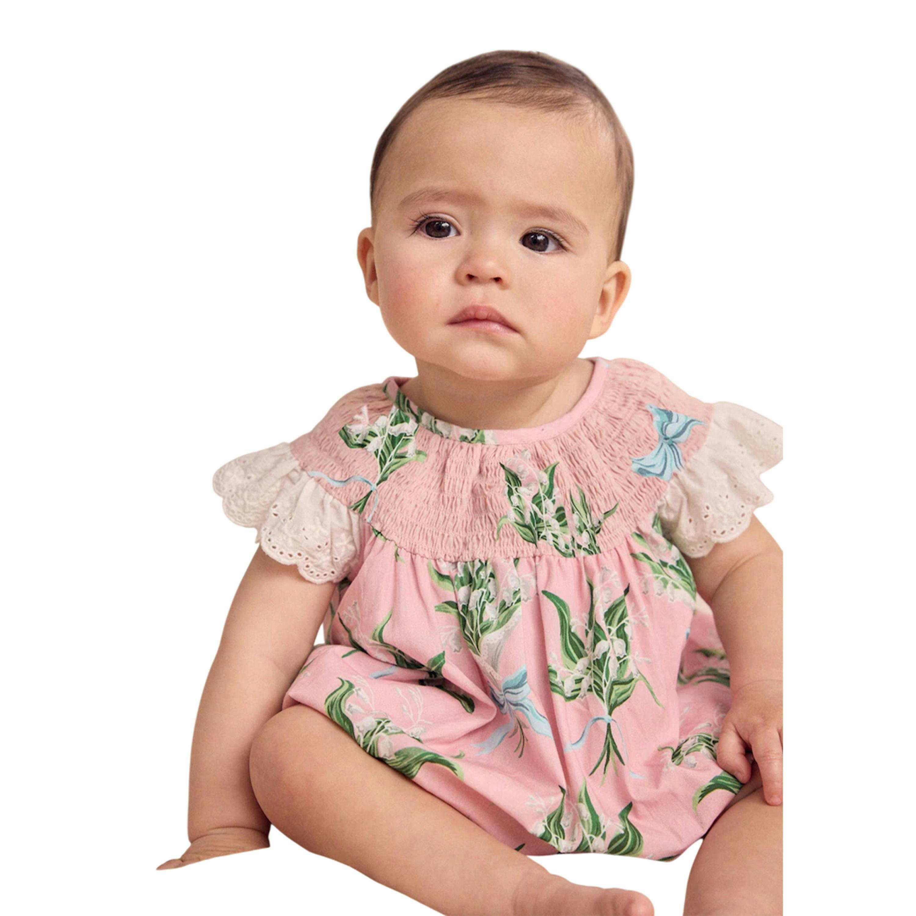 Cath Kidston Baby Girls Printed Broderie Romper , view 2 of 4