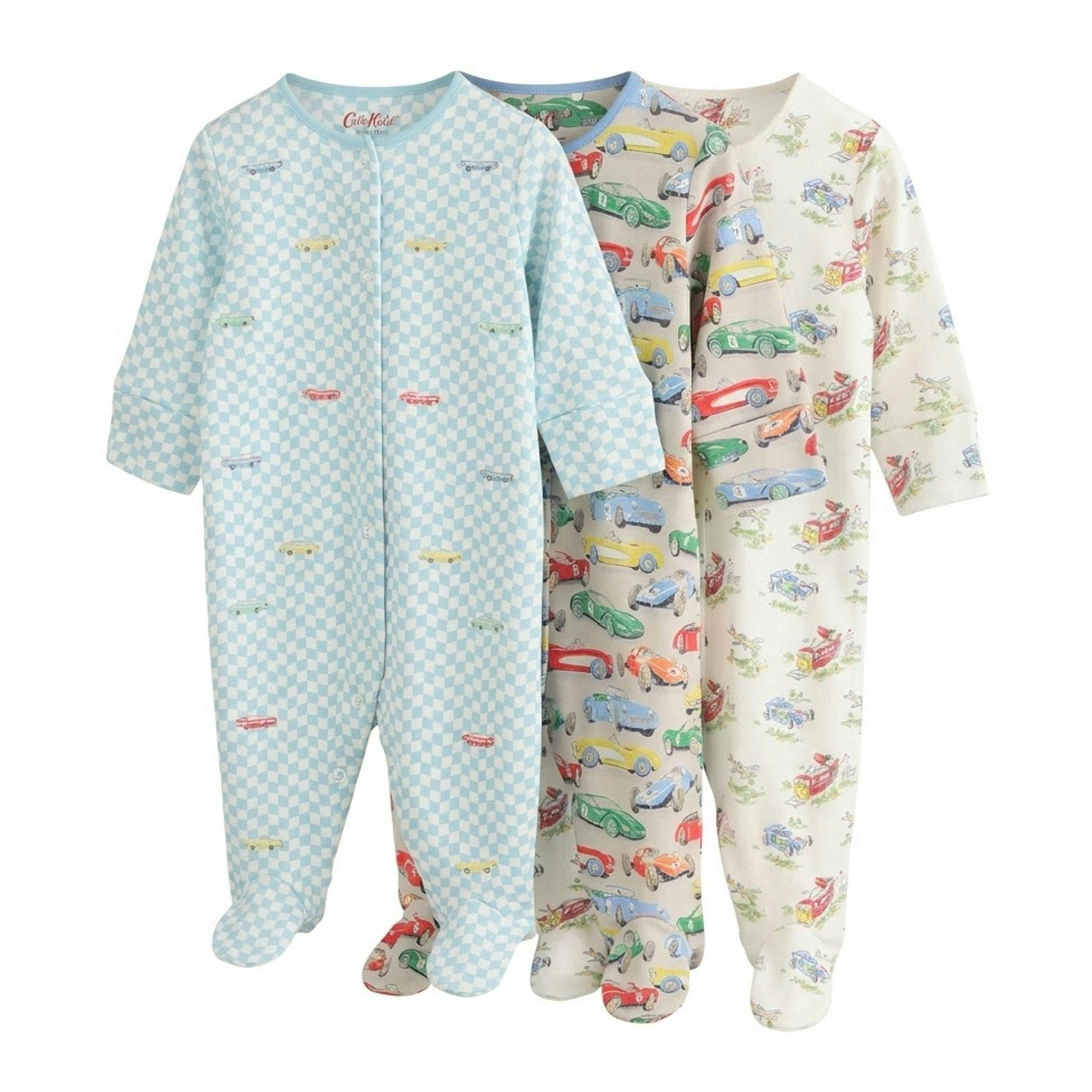 Cath Kidston Baby Retro Cars Babygrow (Pack of 3) , view 1 of 3