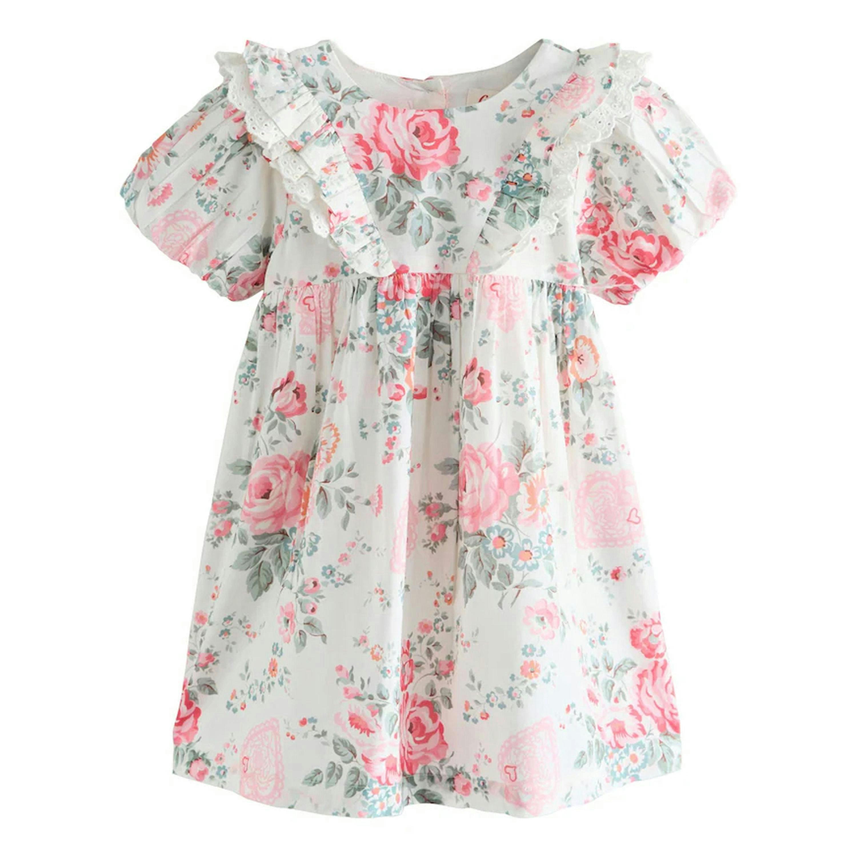 Cath Kidston Girls Roses Frill Short-Sleeved Dress , view 1 of 4