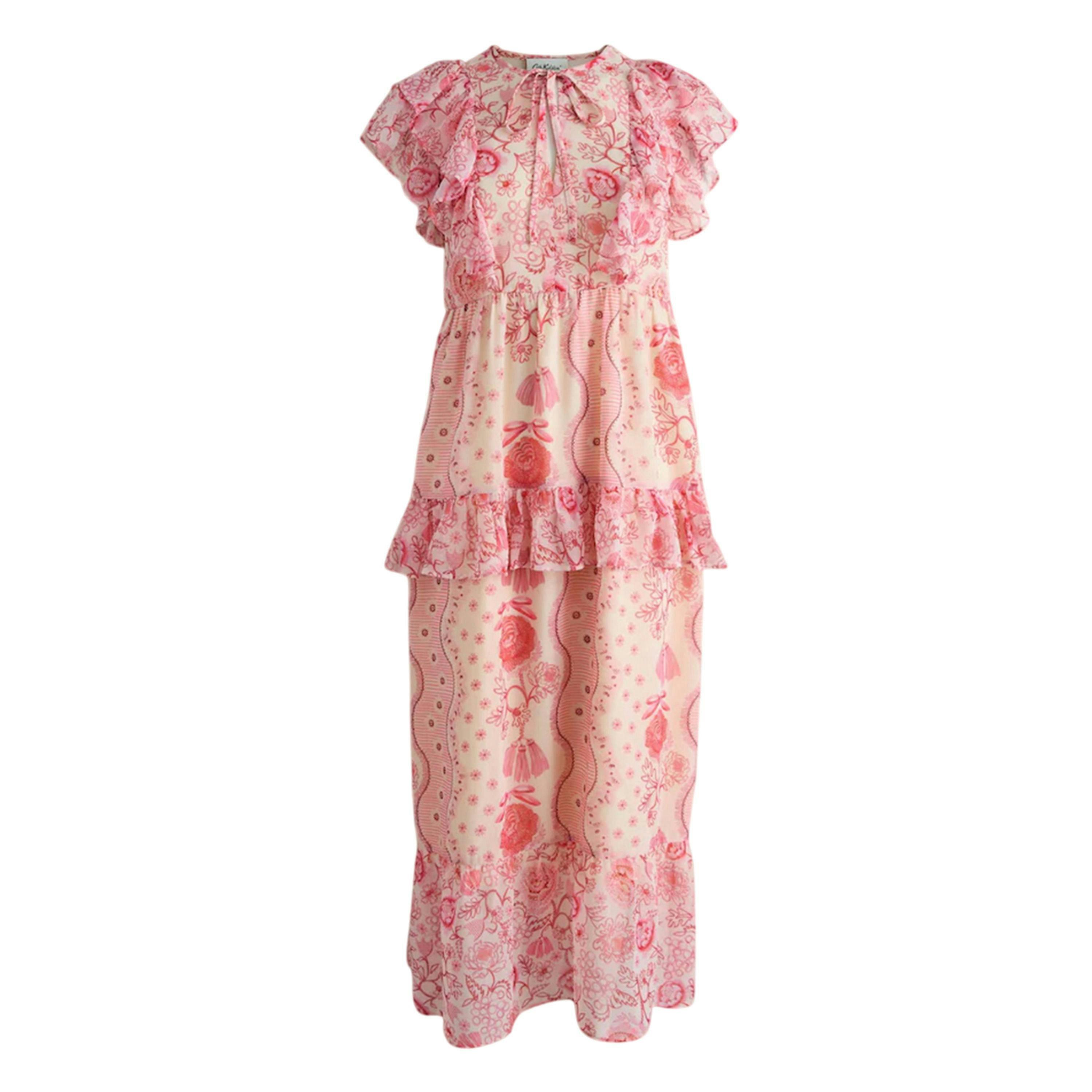 Cath Kidston Womens/Ladies Floral Tie Neck Short-Sleeved Maxi Dress , view 1 of 3