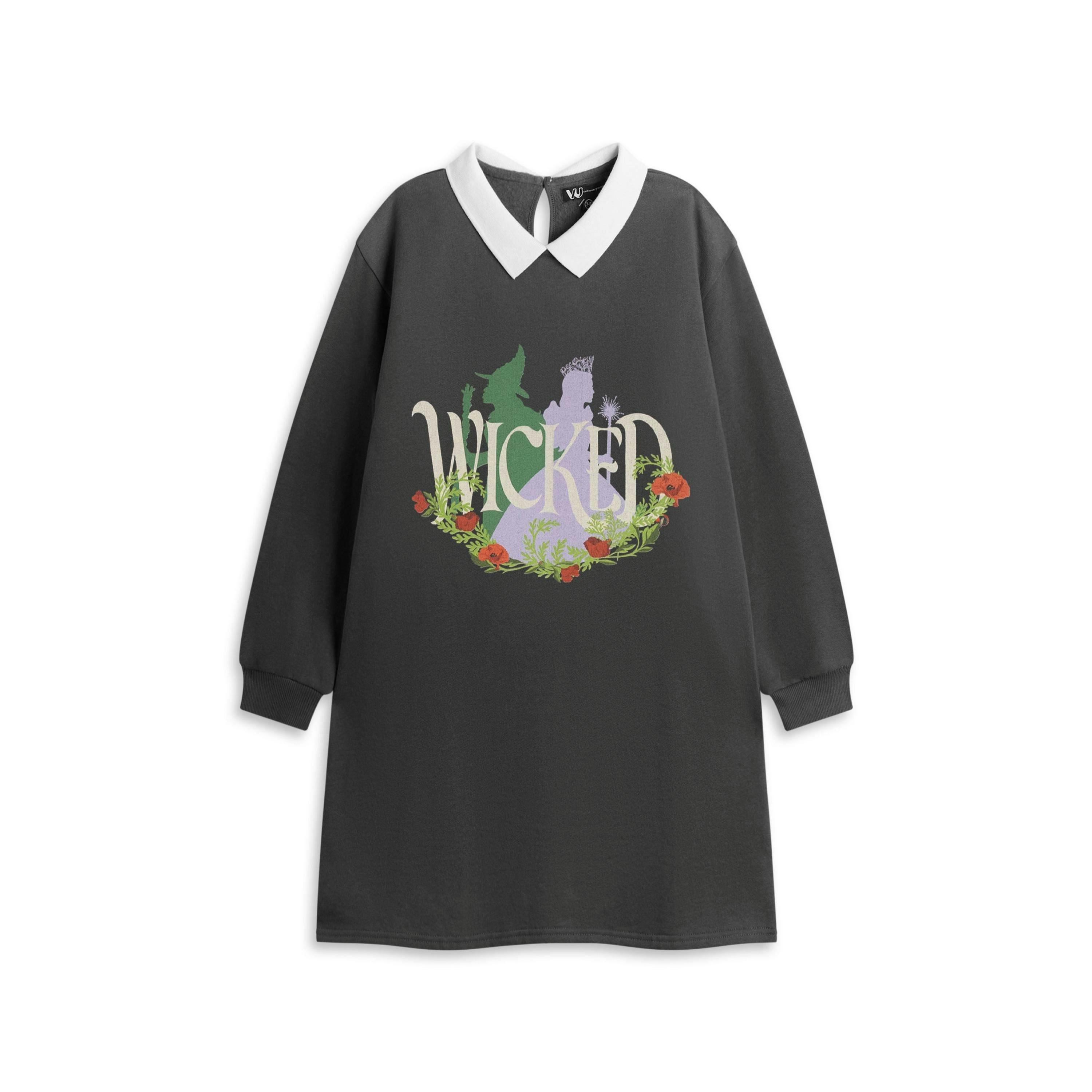 Wicked Girls Black Flower Sweat Dress Sweatshirt Dress by Vanilla Underground , view 1 of 1
