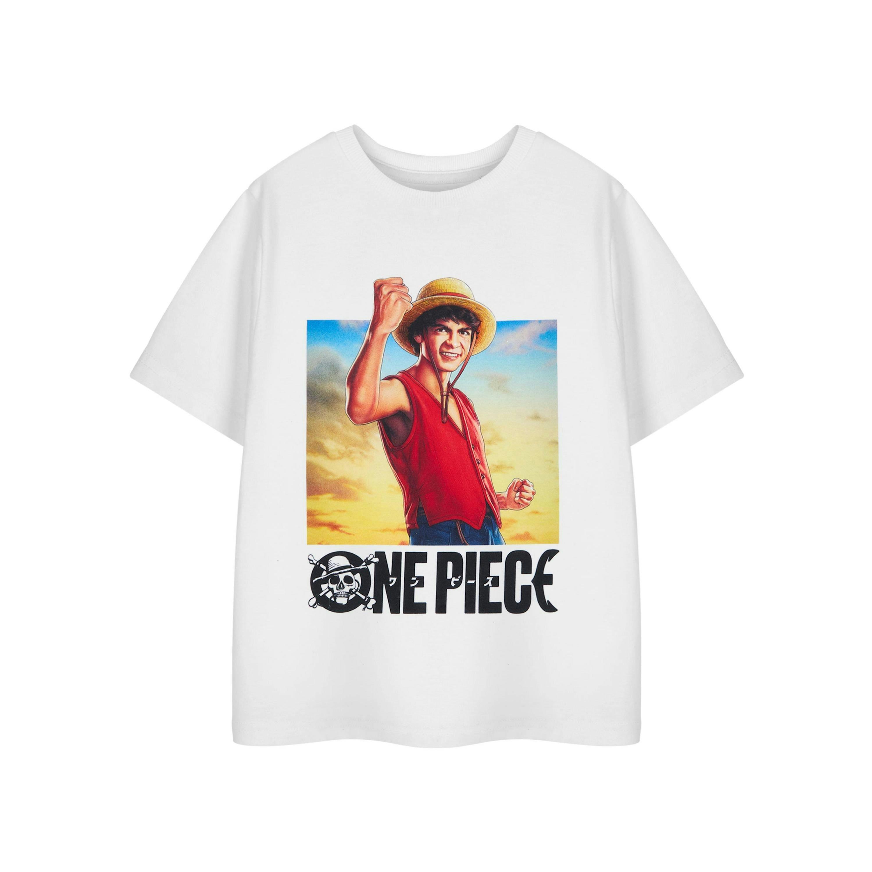 One Piece Boys White Luffy Short Sleeved T-Shirt by Vanilla Underground , view 1 of 1