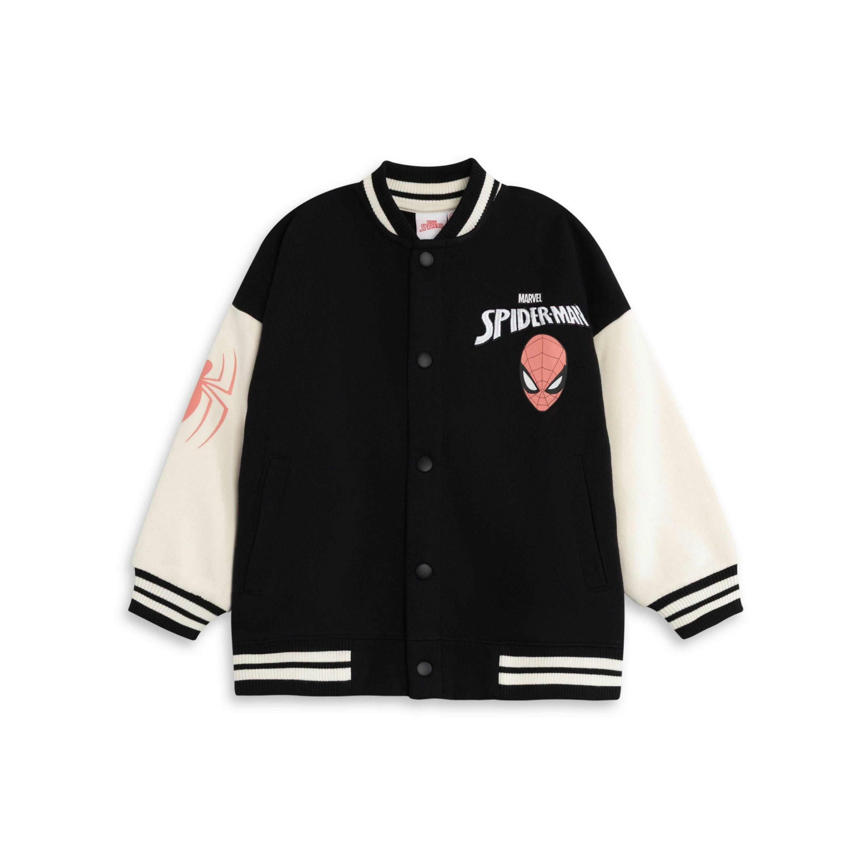 Marvel Boys Black Spiderman Varsity Jacket by Vanilla Underground , view 1 of 1