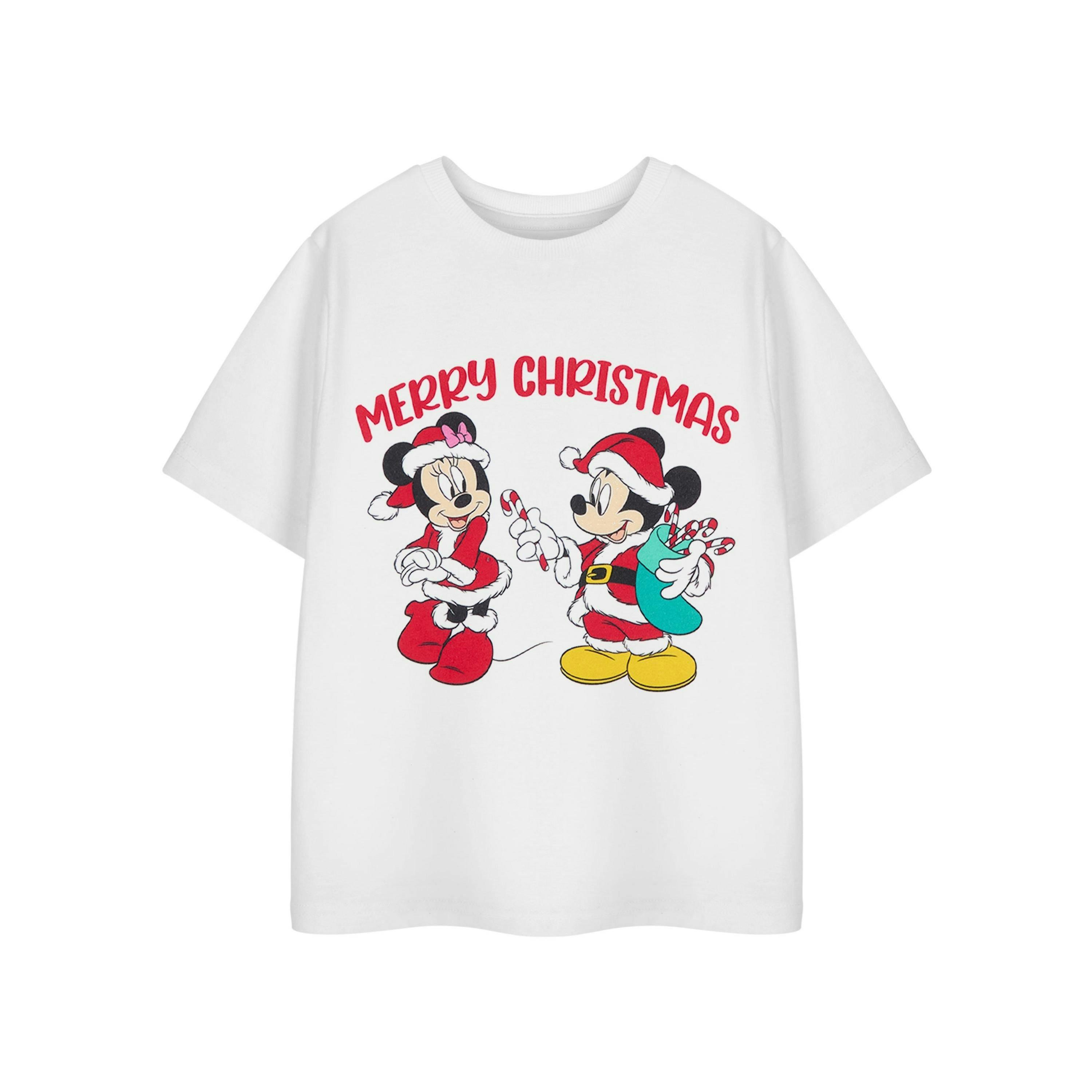 Disney Girls White Candy Cane Merry Christmas Short Sleeved T-Shirt by Vanilla Underground , view 1 of 1