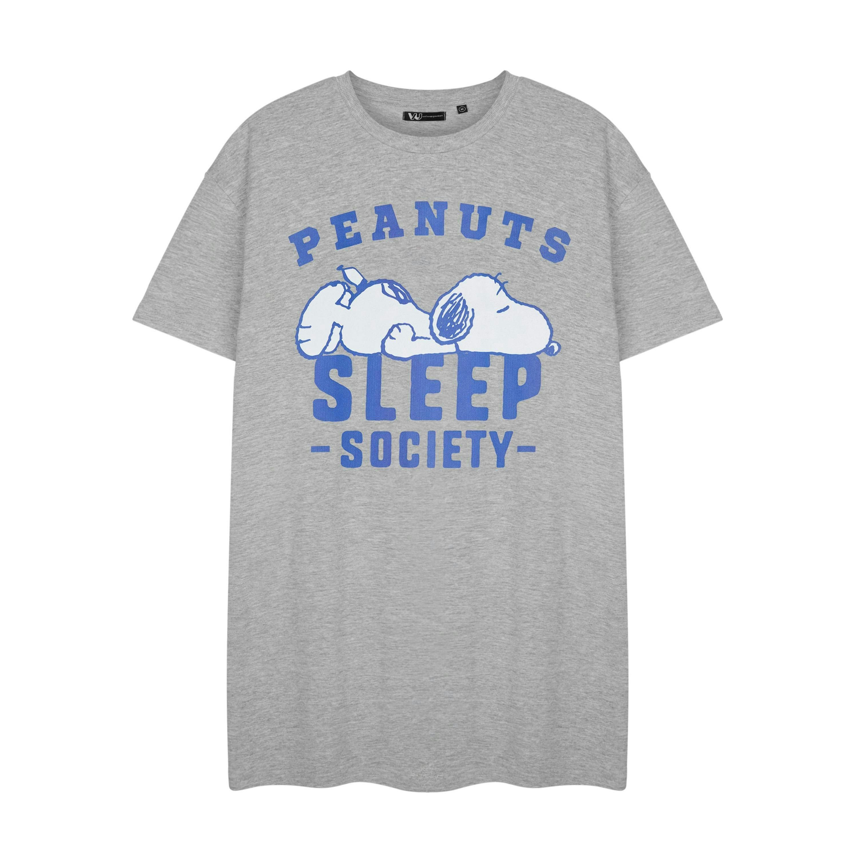 Peanuts Snoopy Womens Grey Sleep Society Short Sleeve Nightdress by Vanilla Underground , view 1 of 1