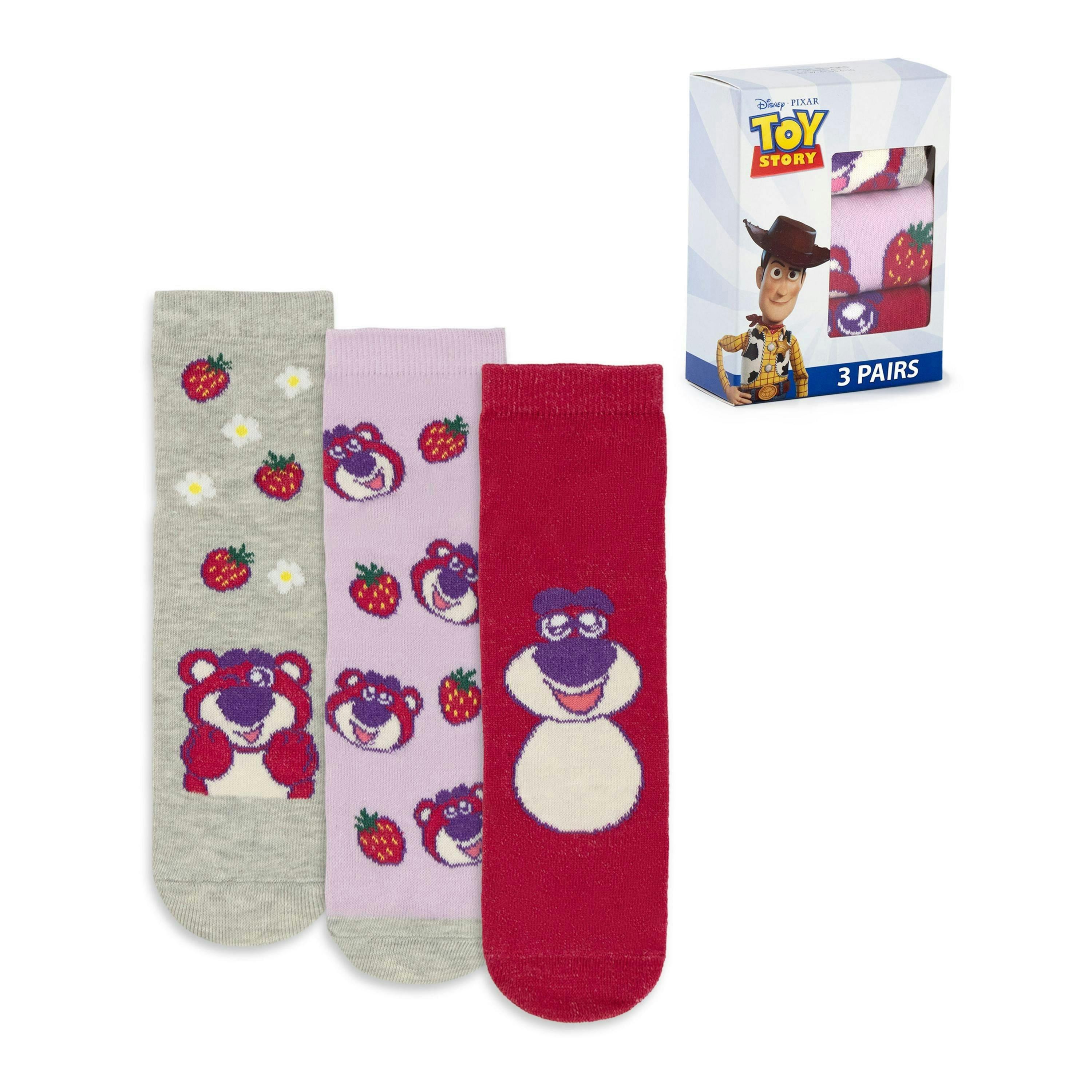 Disney Toy Story Girls Pink Lotso Calf Socks Set of 3 by Vanilla Underground , view 1 of 1